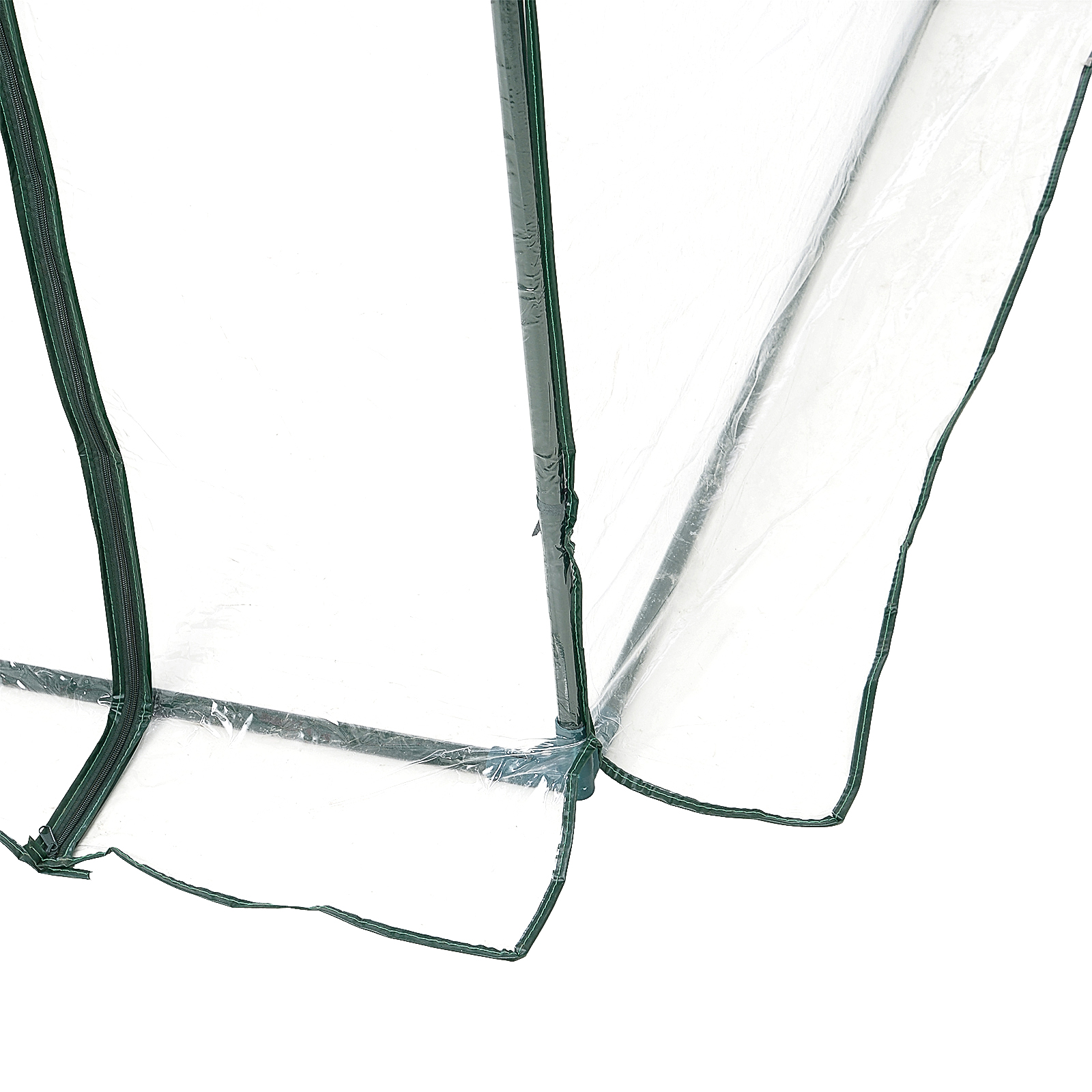 Outsunny Walk-in Polytunnel Greenhouse with Roll-up Door Transparent Tunnel Greenhouse with Steel Frame and PVC Cover, 2.5 x 2m 7