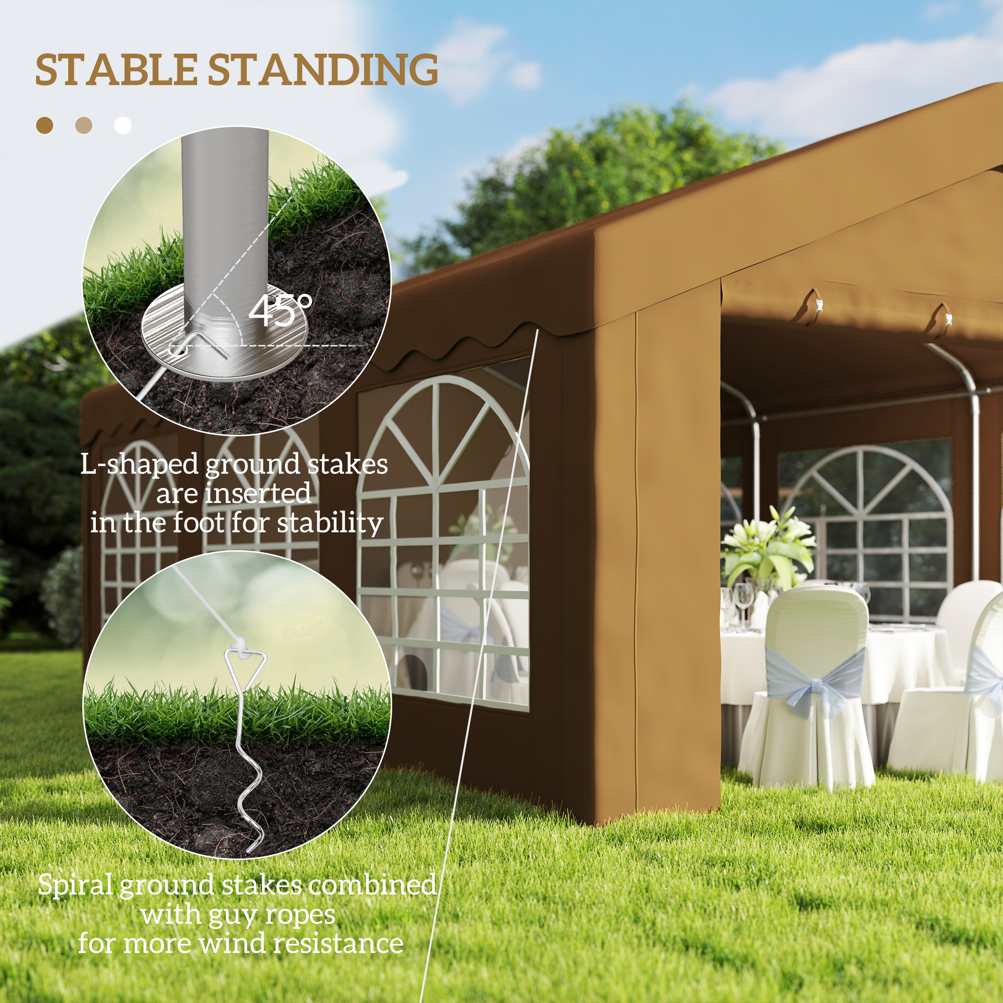 Outsunny 6m x 4m Marquee Party Tent Wedding Canopy, Pop Up Gazebo with Sidewalls, Doors, Windows, Galvanised Garden Gazebo for Parties Events, Yellow 6