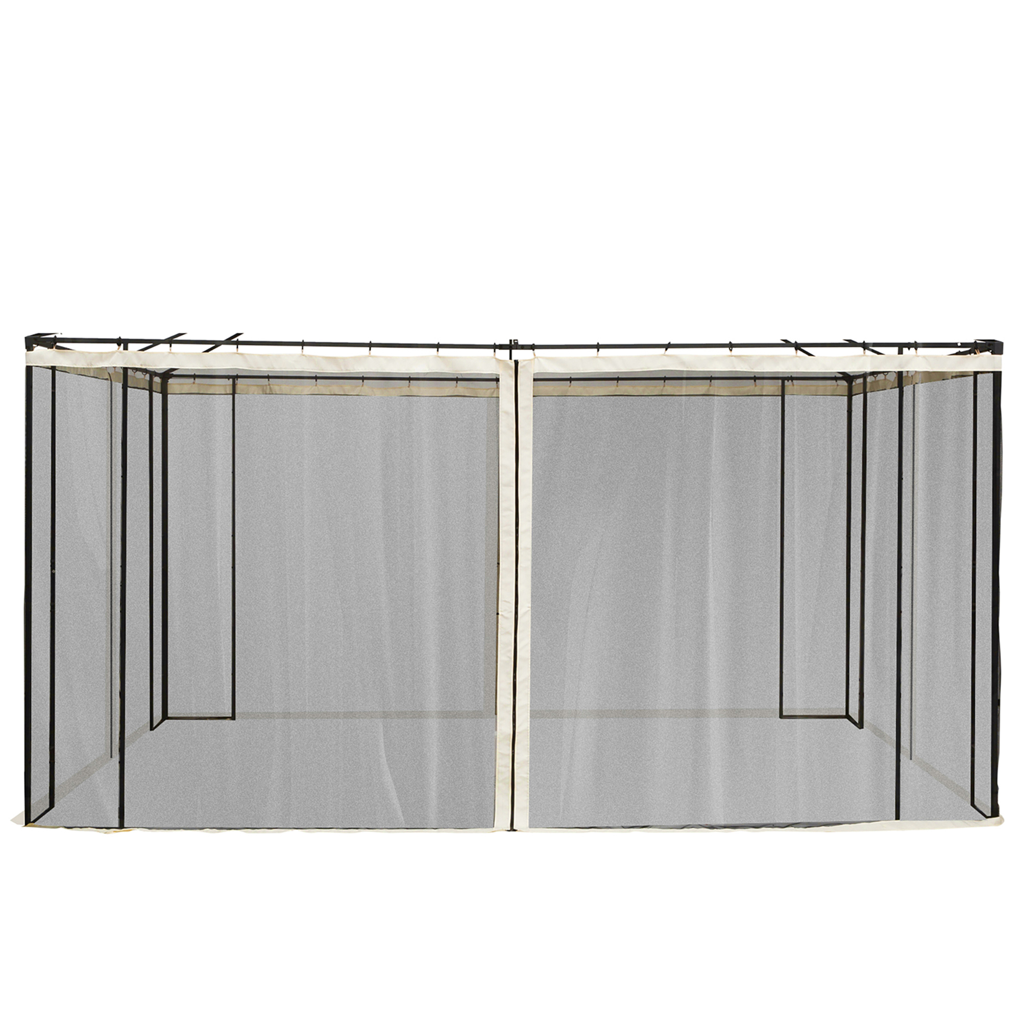 Outsunny Moustiquaire pour pavillon 3 x 4 m 4 paroirs latérales avec zips tissu polyester maille nylon noir et crème