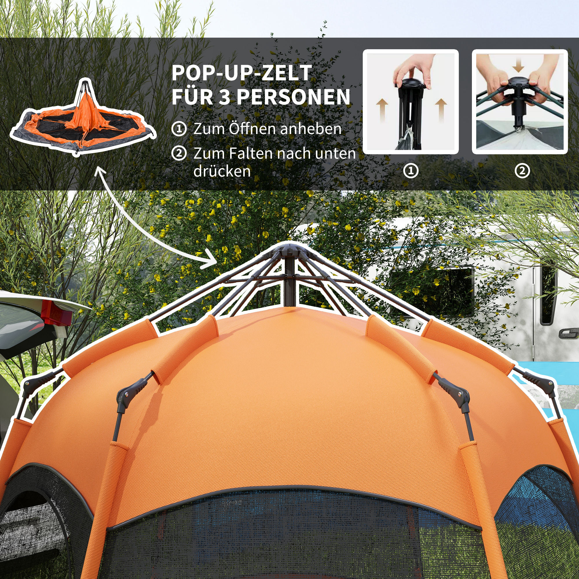 OUTSUNNY FAMILIENZELT CAMPINGZELT Doppelzelt Quick- Produktbild-Vorschau 7