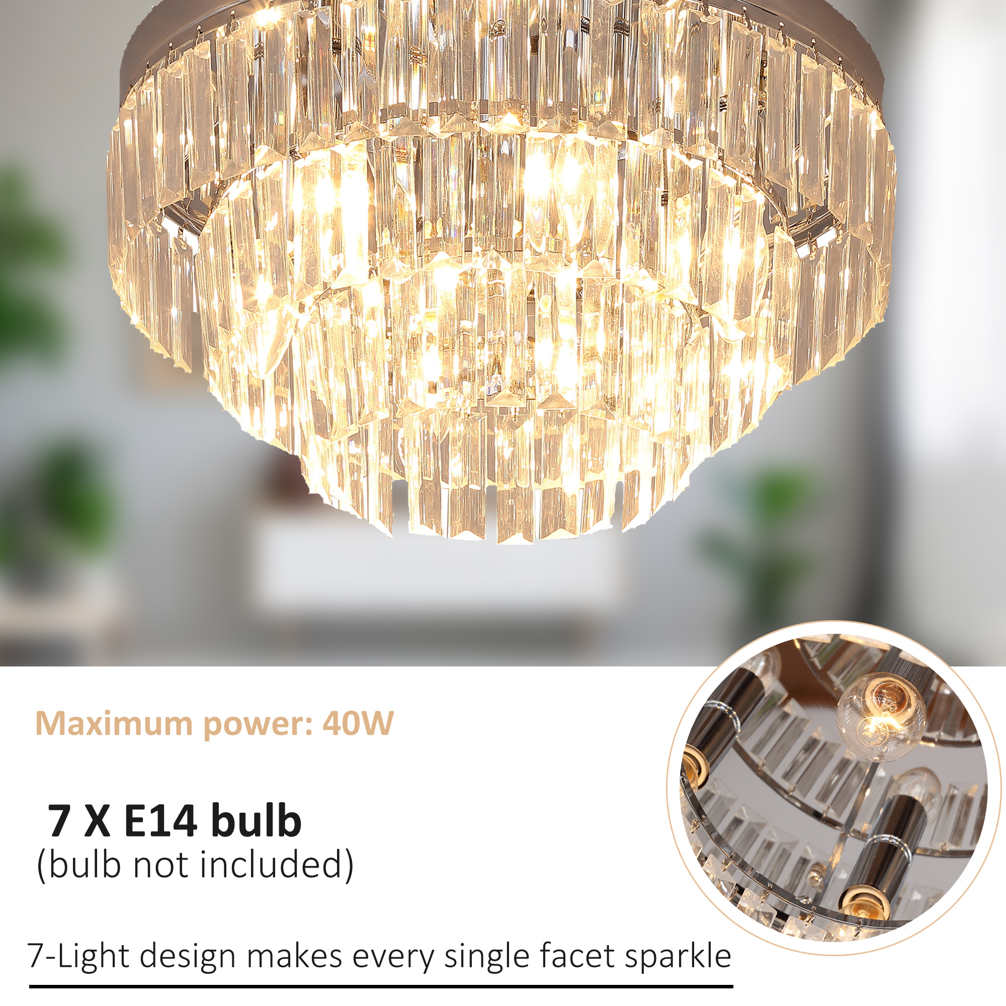 HOMCOM 122 Crystallite Ceiling Chandelier 5