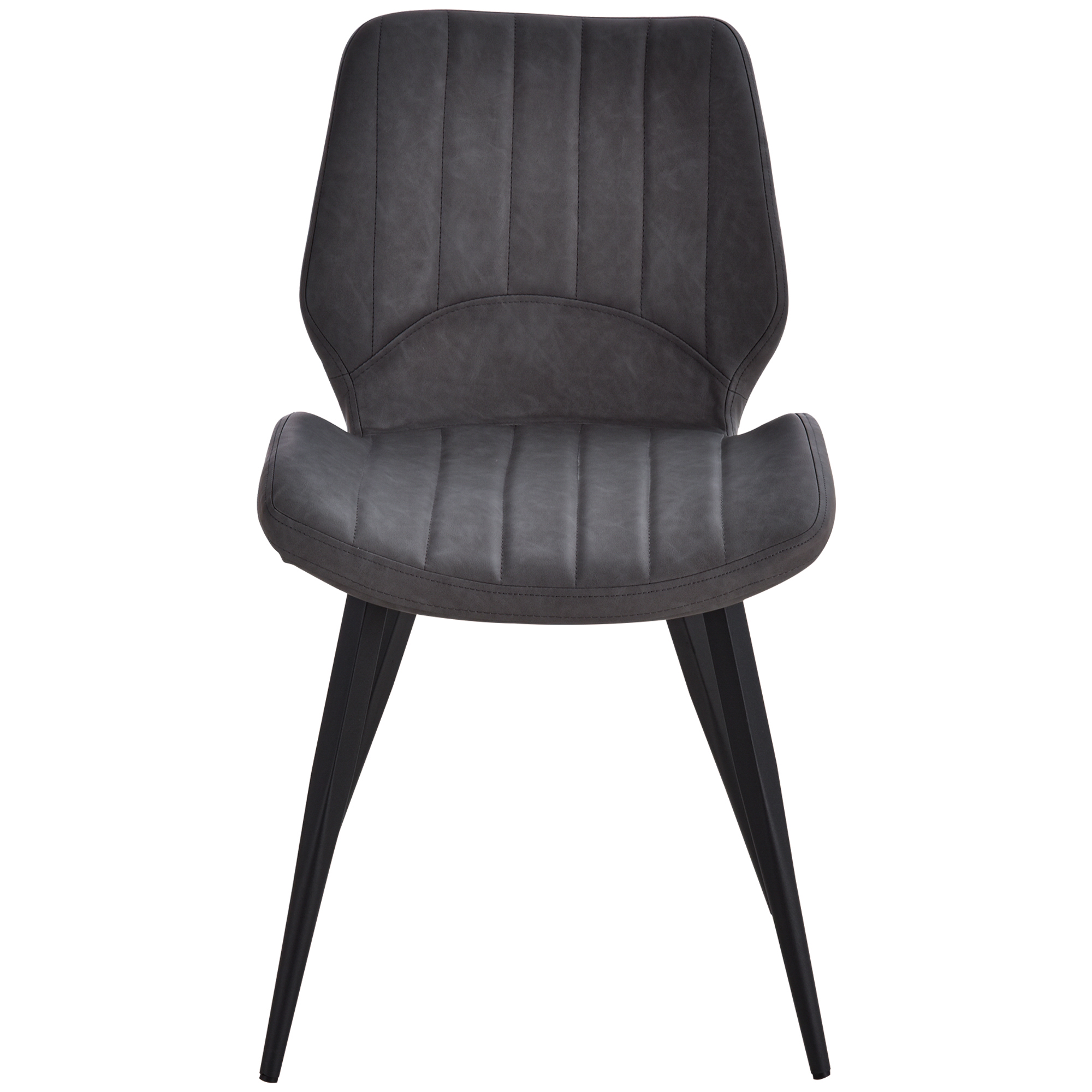 HOMCOM Dining Chairs Set of 2, PU Leather Upholstered Kitchen Chairs with Backs, Moulded Padded Seats and Steel Frame for Dining Room, Grey 8