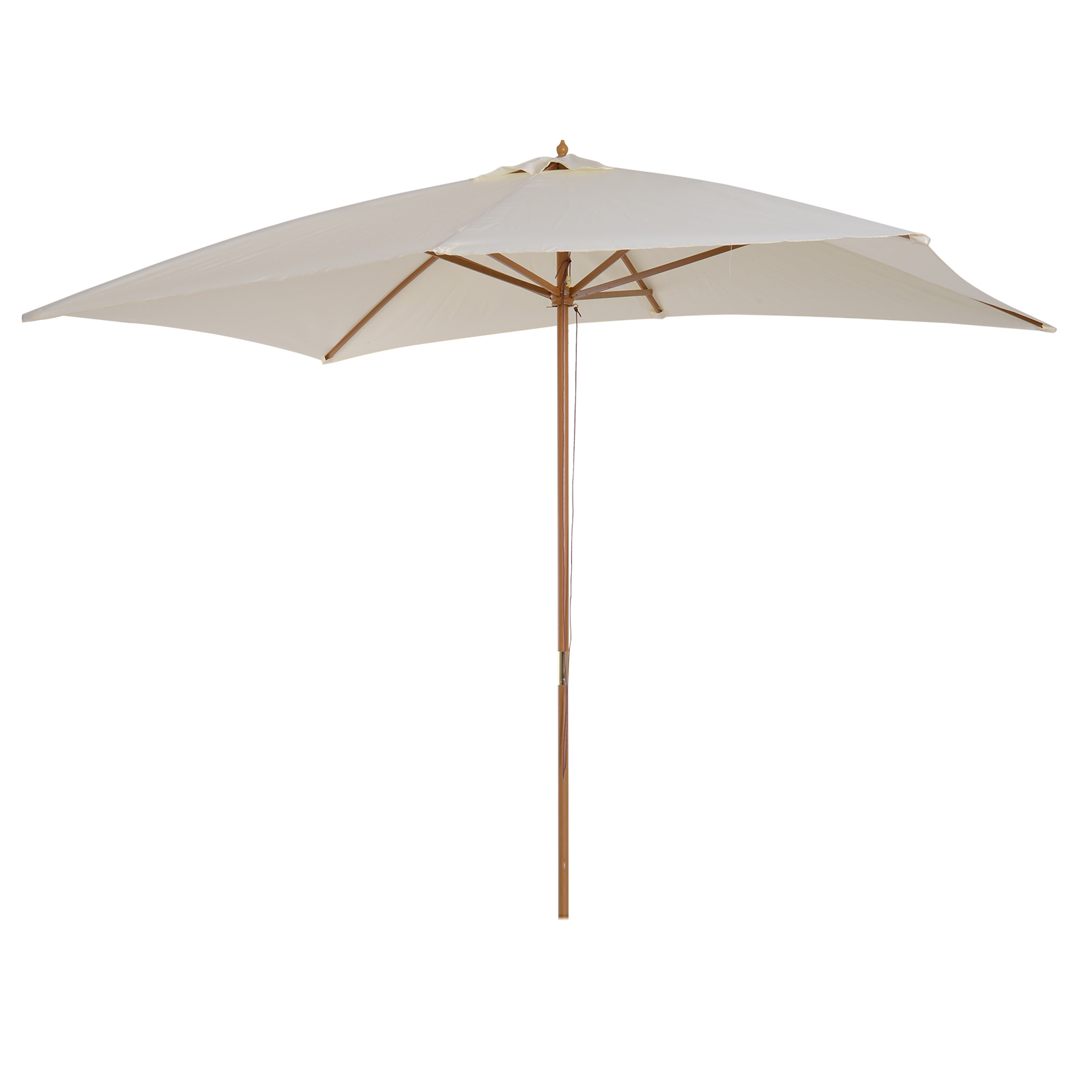 Outsunny Parasol Droit Rectangulaire Bois Polyester Haute Densité Bois de Bambou 2,95L x 2l x 2,55H m Beige