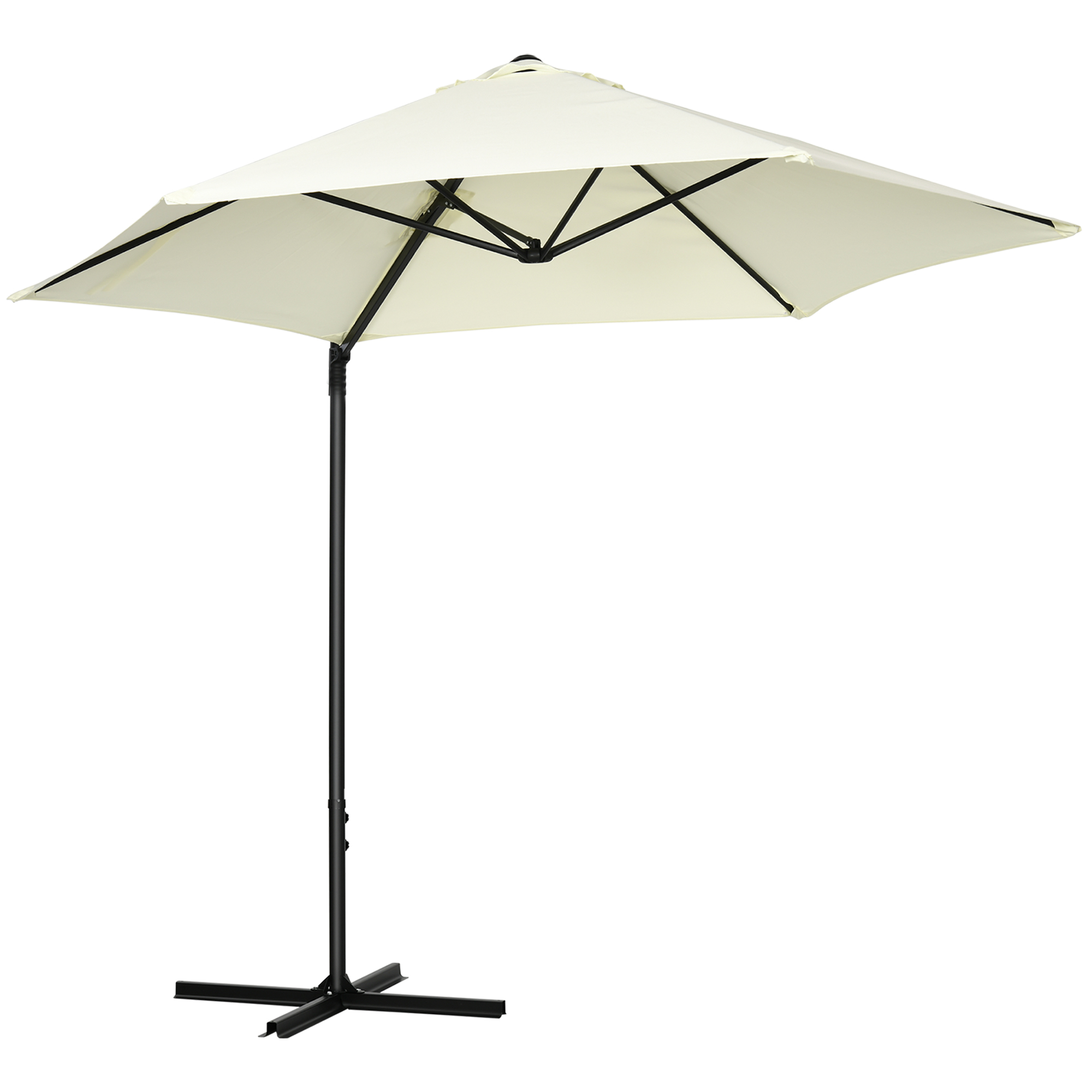 Outsunny Parasol Déporté Octogonal Anti-UV Mât Acier Ø 256 cm Beige Aosom France