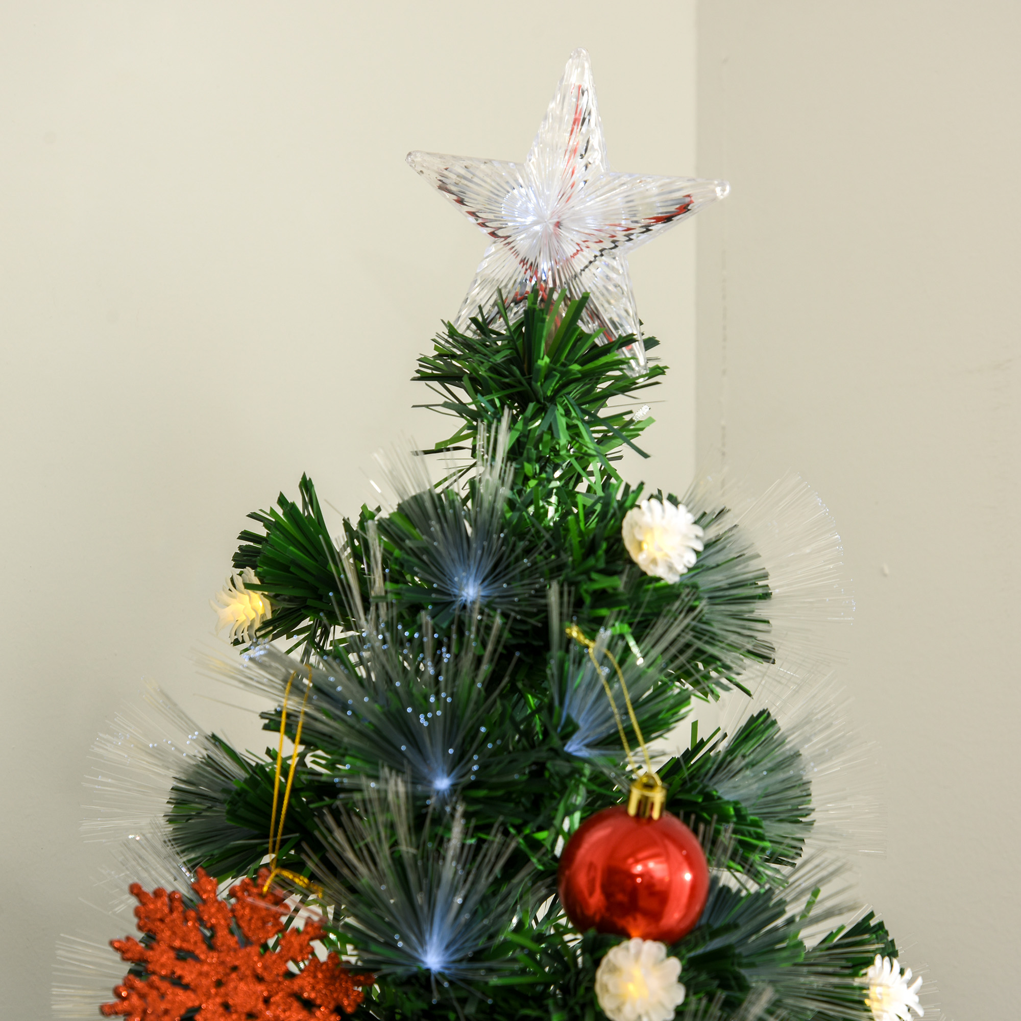 HOMCOM 6ft White Light Artificial Christmas Tree w/ 230 LEDs Star Topper Tri-Base Full Bodied Seasonal Decoration Pre-Lit Home 9
