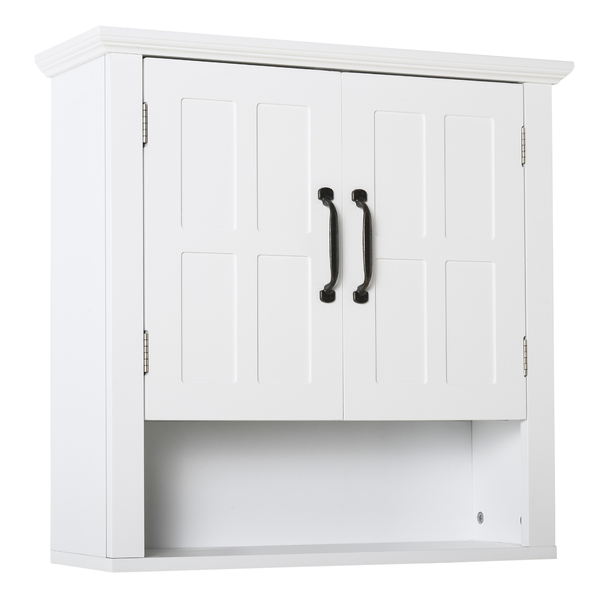 HOMCOM Armario de Baño de Pared 2 Puertas Estante Abierto Diseño Moderno para Aseo Dormitorio 60x19,8x58 cm Blanco | Aosom España
