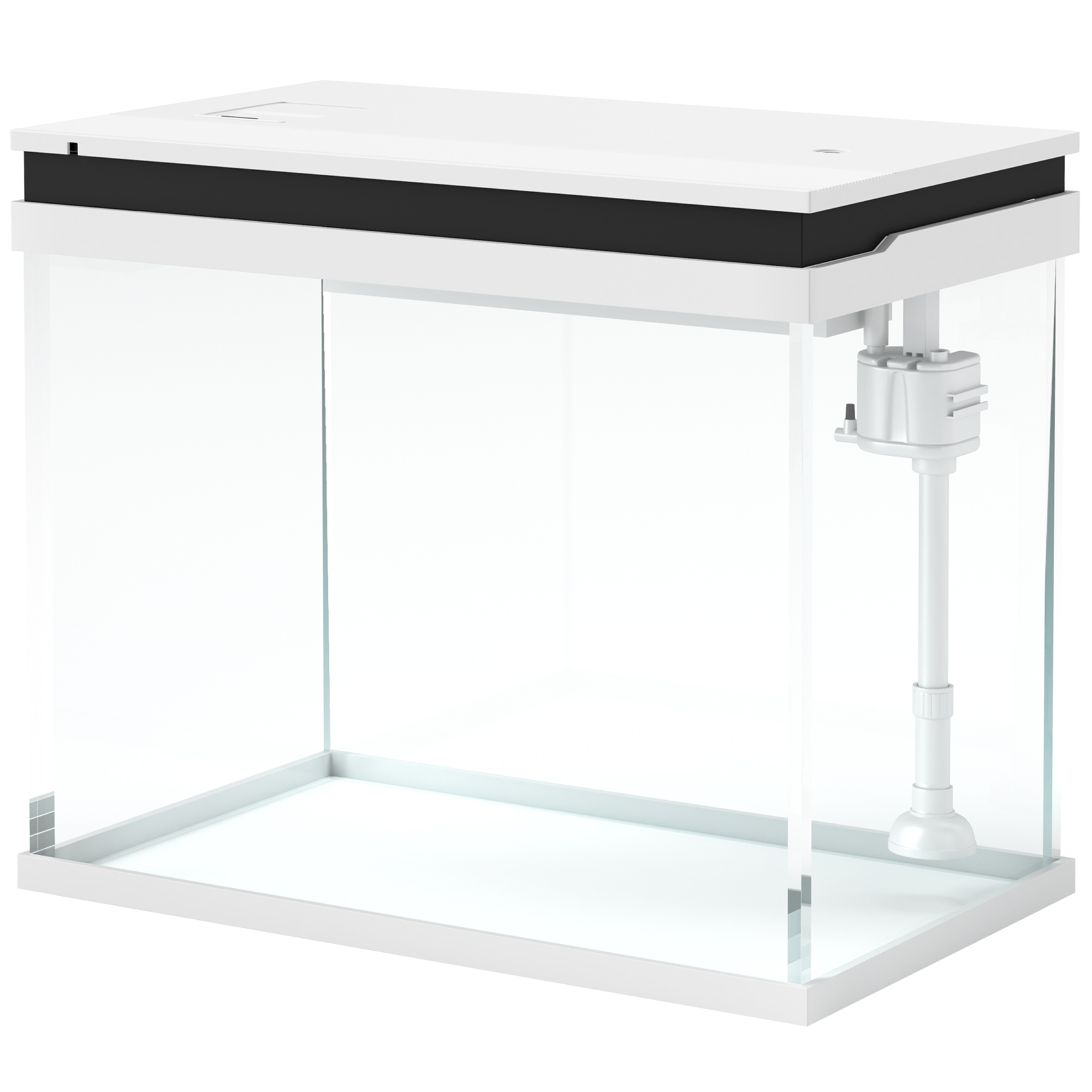 PawHut Aquarium, 41 Liter Glas-Aquarium mit Filtersystem, LED-Lichtern, Wasserpumpe, Kompaktes Aquarium für verschiedene Fischarten, Weiß   Aosom – PawHut