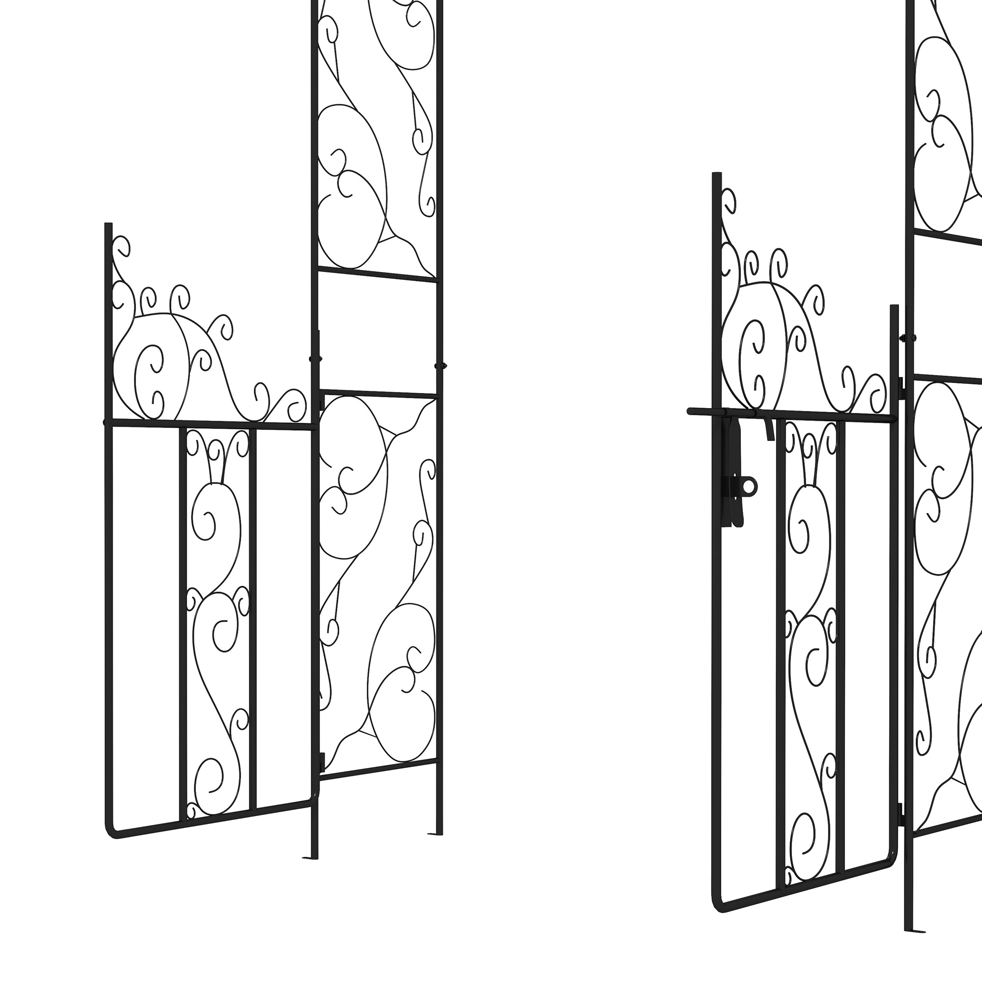 Outsunny Outdoor Garden Arch with Double Gates, Metal Garden Arbor for Climbing Plants, Roses, Vines, Wedding Arch for Outdoor, 125L x 38W x 227H cm, Black 9