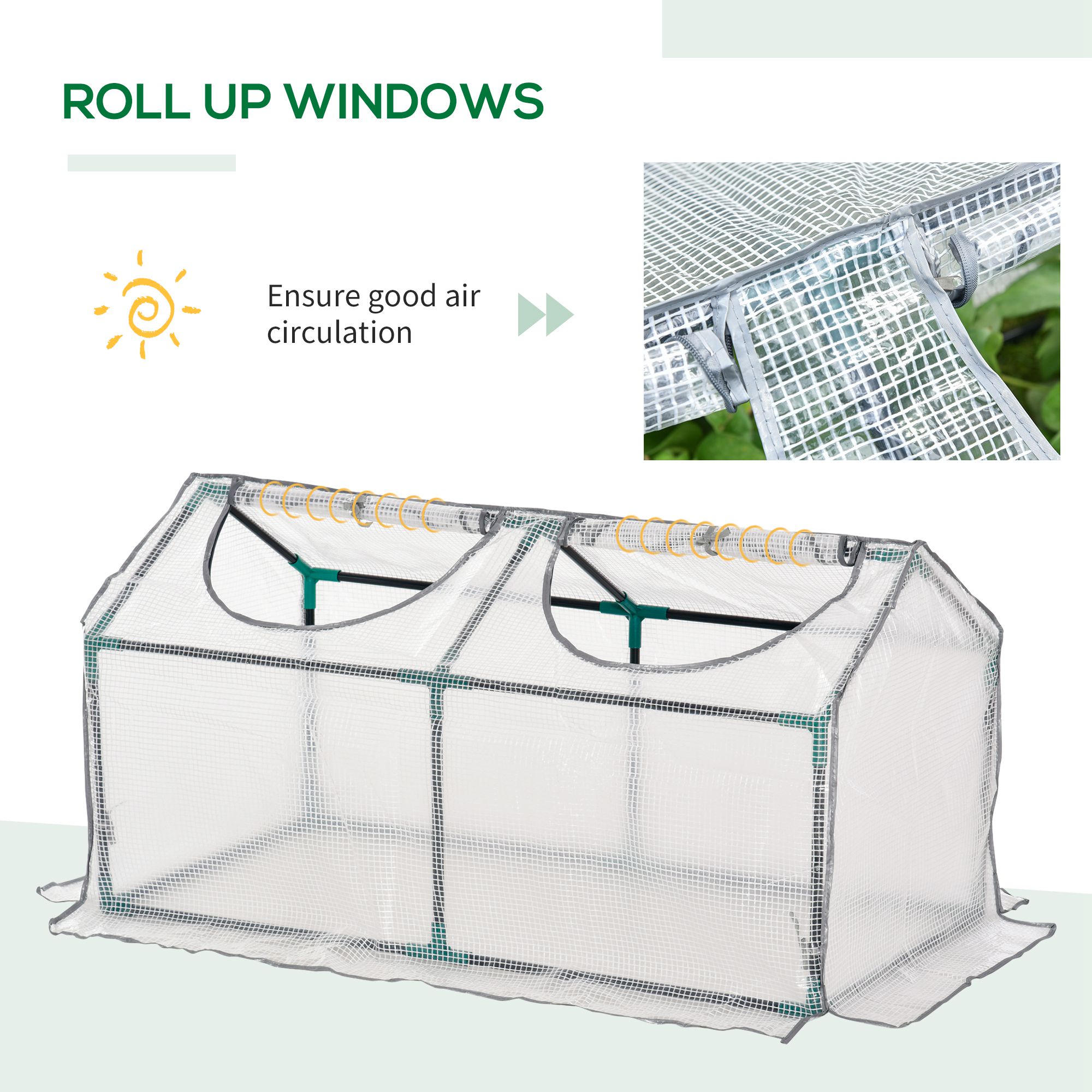 Outsunny Mini Greenhouse Portable Flower Planter Tomato Vegetable House for Garden Backyard with Zipper 120 x 60 x 60 cm, White 5