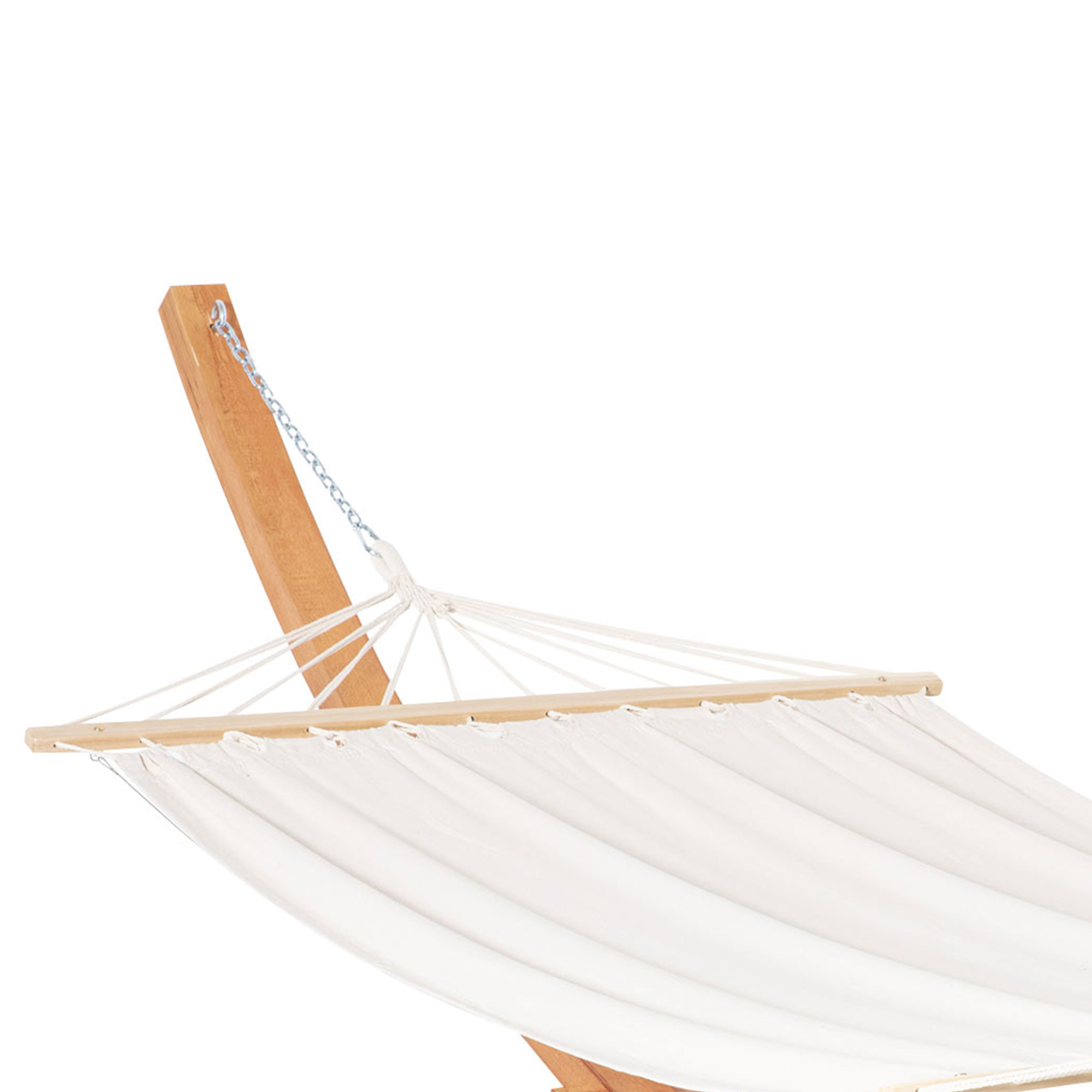 Outsunny Outdoor Garden Hammock with Wooden Stand Swing Hanging Bed for Patio White 9
