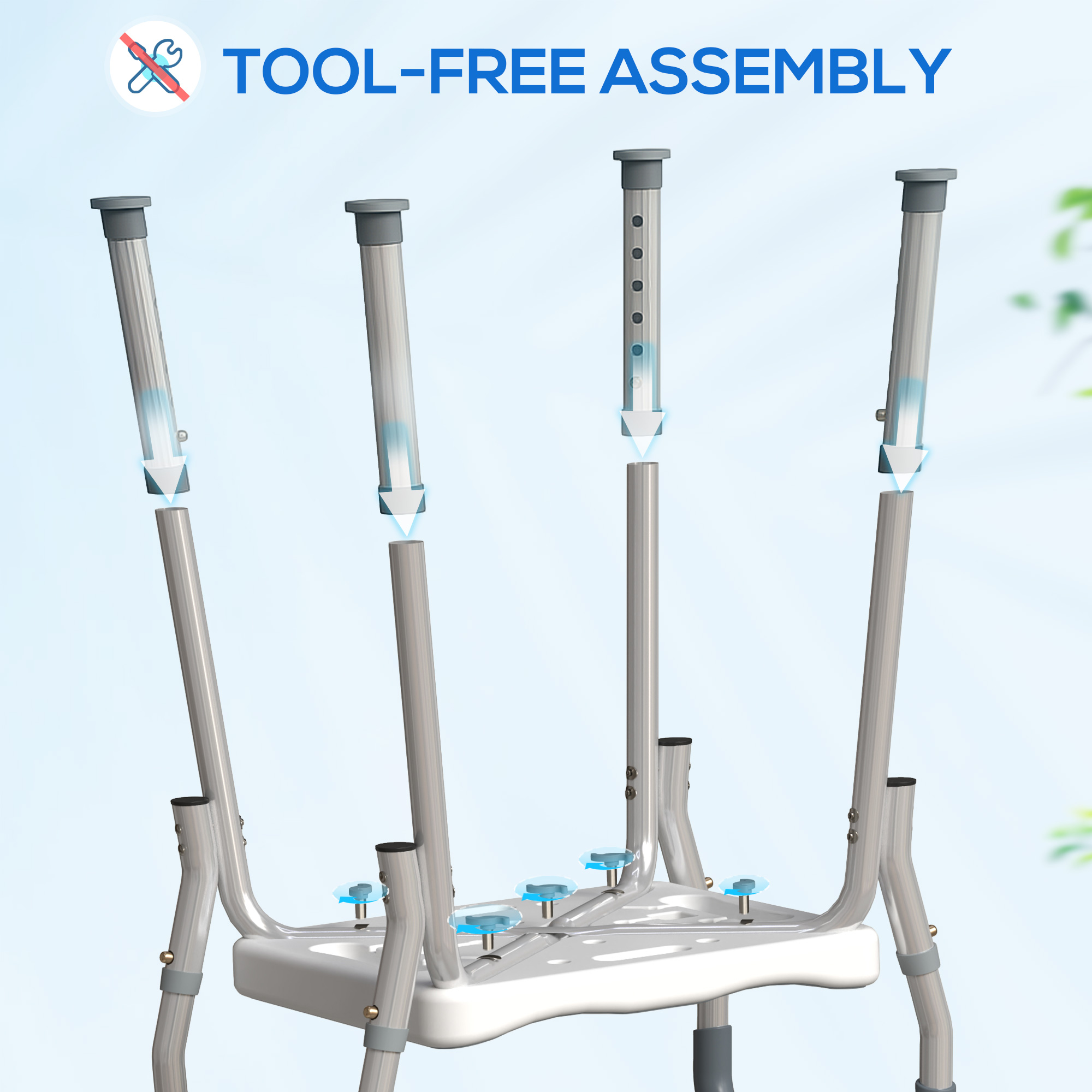 HOMCOM 57-69cm Aluminium Frame Bath Seat 7