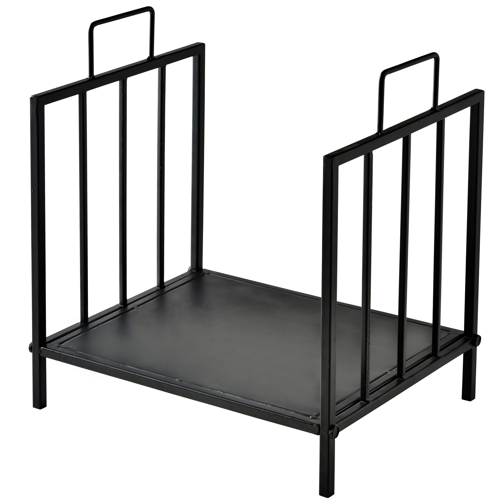 Outsunny Estante de Leña para Chimenea 44,5x33x46,5 cm Leñero Interior y Exterior Almacenaje para Madera con Asas Diseño Elevado Negro   Aosom España