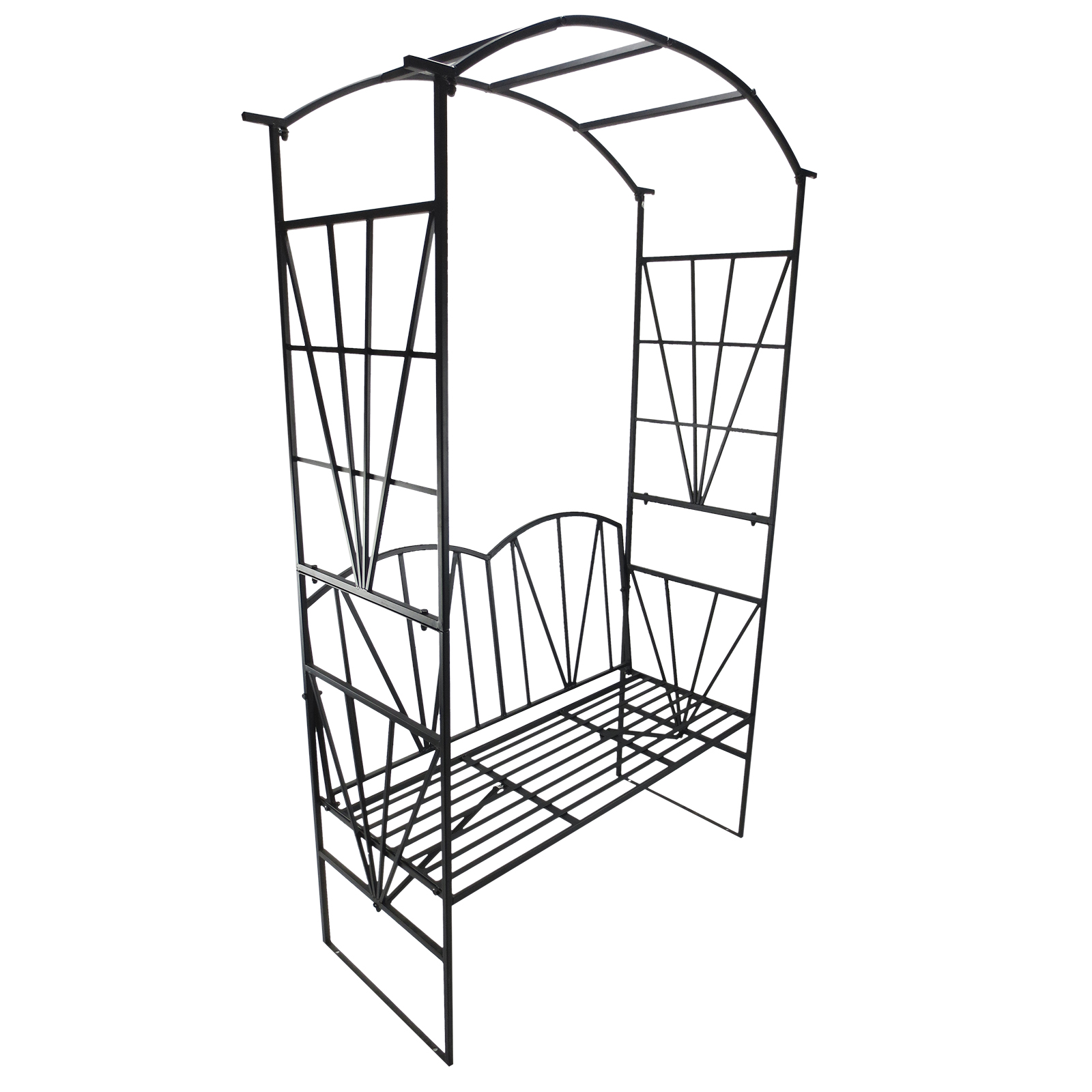 Image of Outsunny panchina giardino, panchina giardino outsunny, panchina giardino pergolato Nero 115 x 59 x 203 cm006