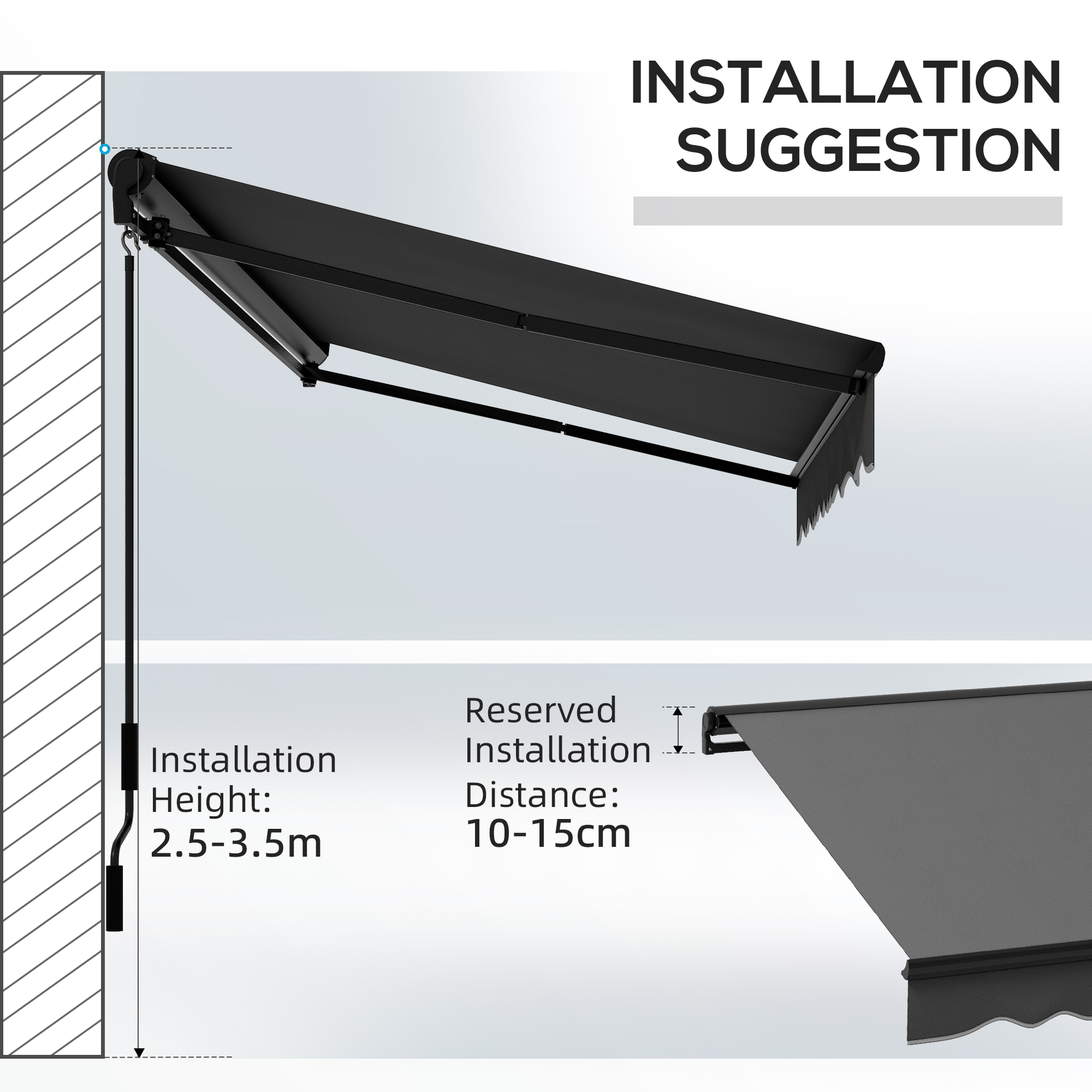 Outsunny 3 x 2m Aluminium Frame Electric Awning, with Remote Dark Grey 8