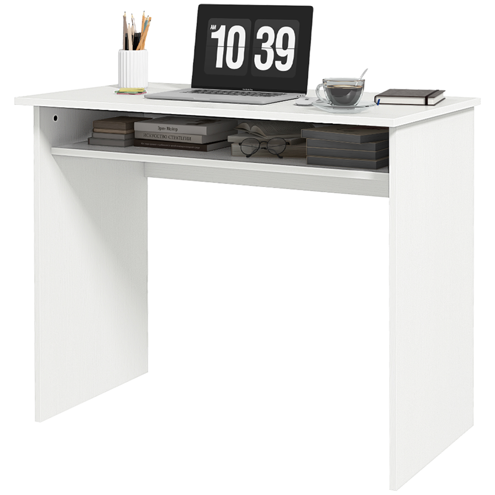 HOMCOM Workstation, 50Lx90Wx74H cm-White | Aosom.co.uk