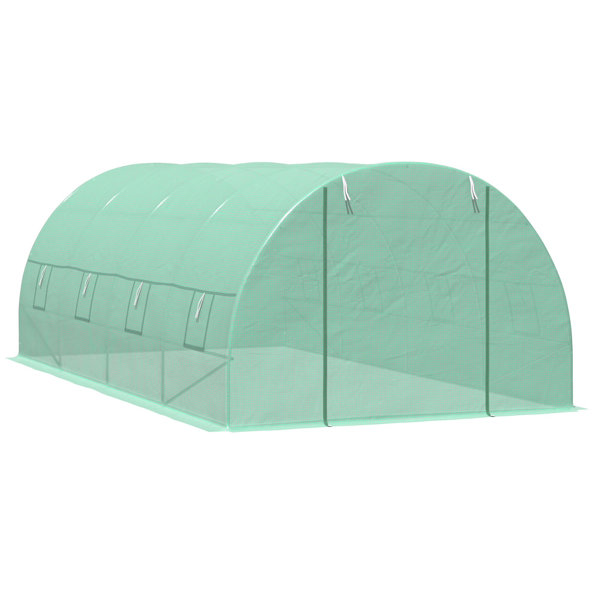 Outsunny Foliengewächshaus – 350x200x200cm, Tomatengewächshaus, Stahlrahmen, PE-Folie, Mit Fenster & Tür, Grün