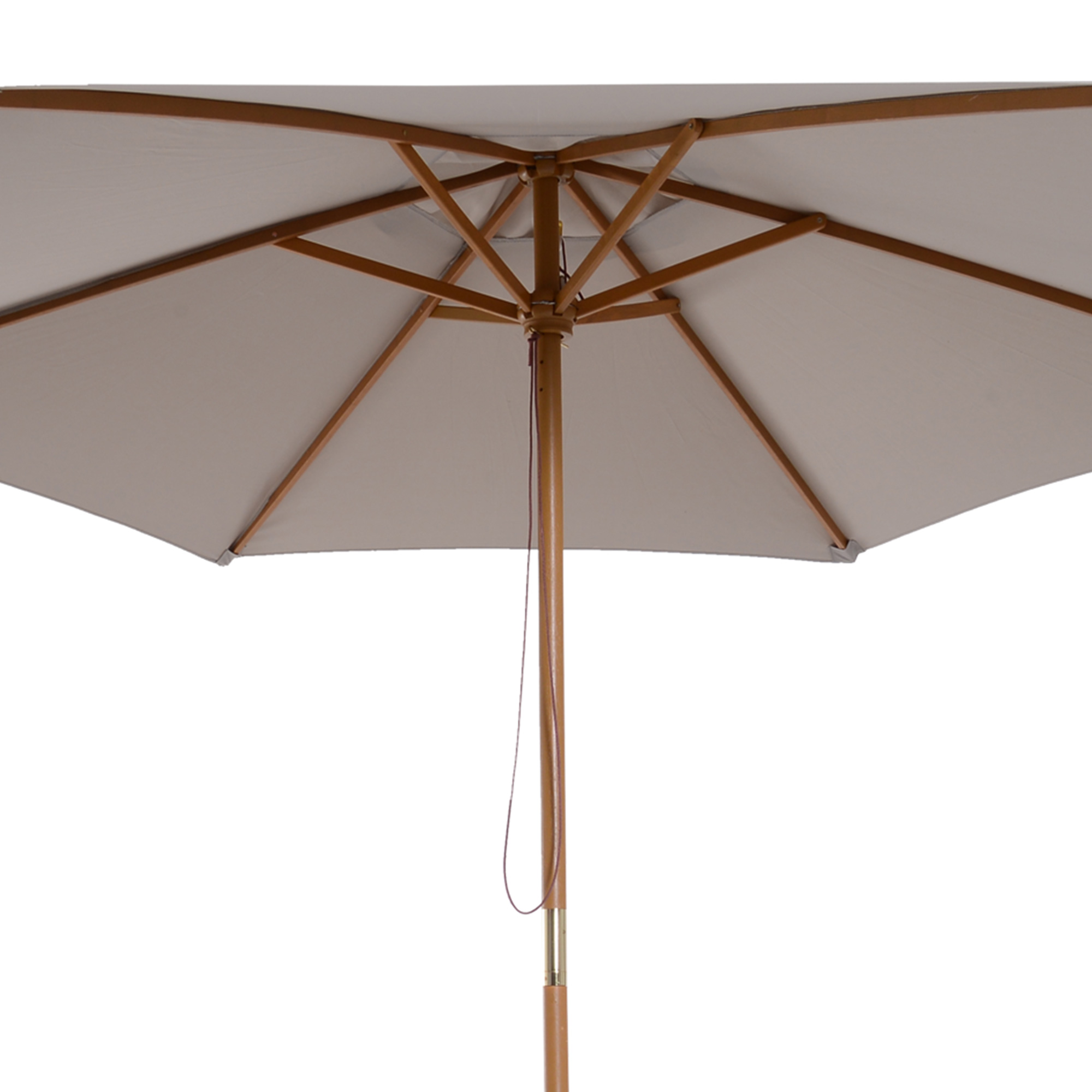 Outsunny 2.5m Wood Garden Parasol Sun Shade Patio Outdoor Wooden Umbrella Canopy, Table Market Umbrella with Vent, 38mm Pole, Rope Pulley Mechanism, Grey 7