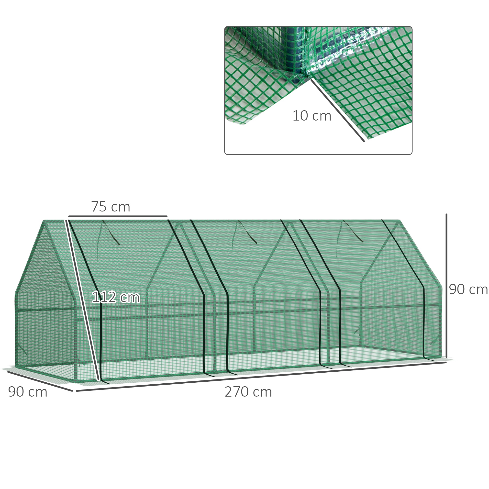 Kasvuhoone 3 rullaknaga, PE-võrkkile, terasfooliumist kasvuhoone, kasvuhoone rõdule, aeda, tomatikasvataja 270x90x90cm, tomatikasvuhoone köögiviljadele, lilledele, taimedele