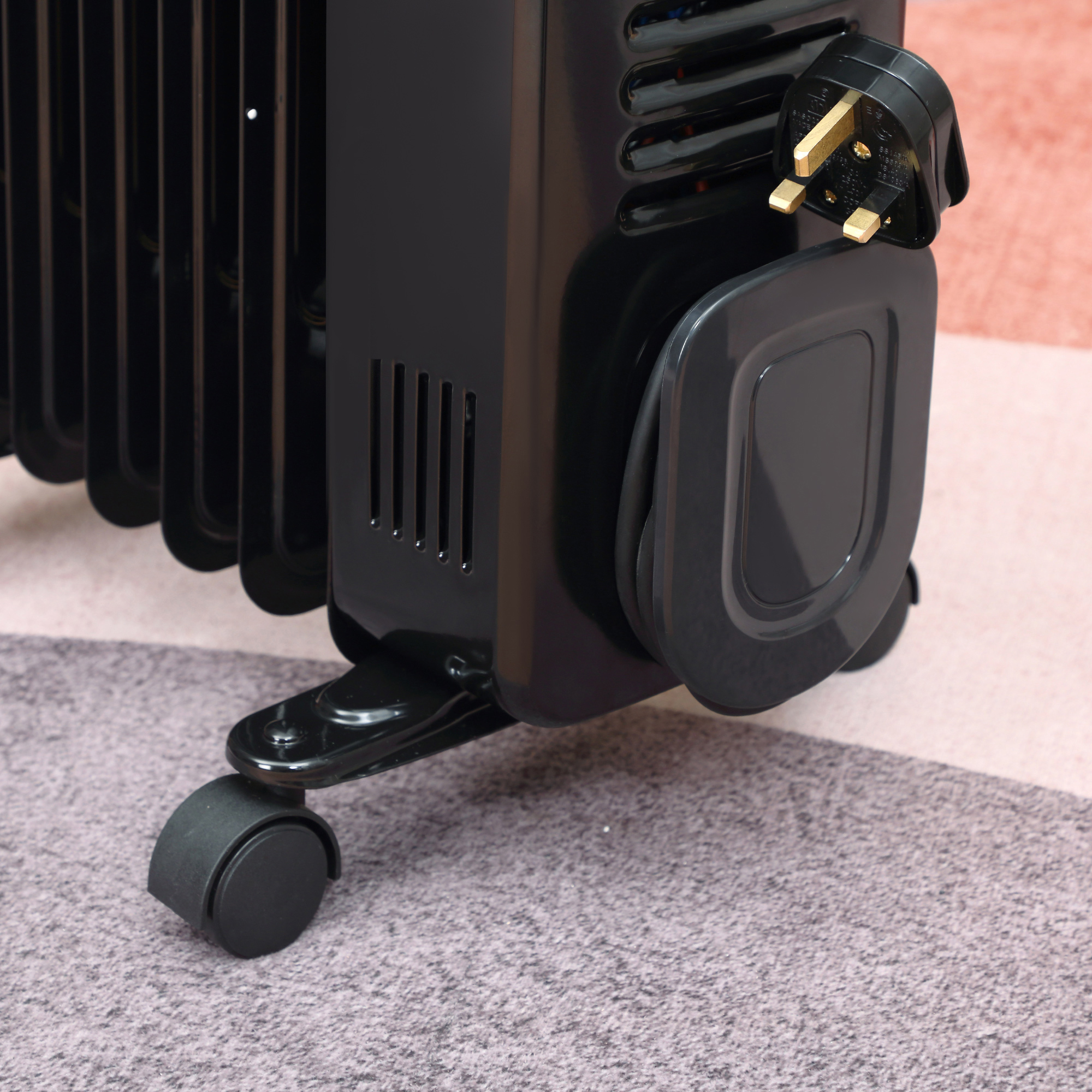 HOMCOM 1500W Digital Oil Filled Radiator, 7 Fin, Portable Electric Heater with LED Display, Built-in Timer, 3 Heat Settings, Safety Cut-Off and Remote Control, Black 8