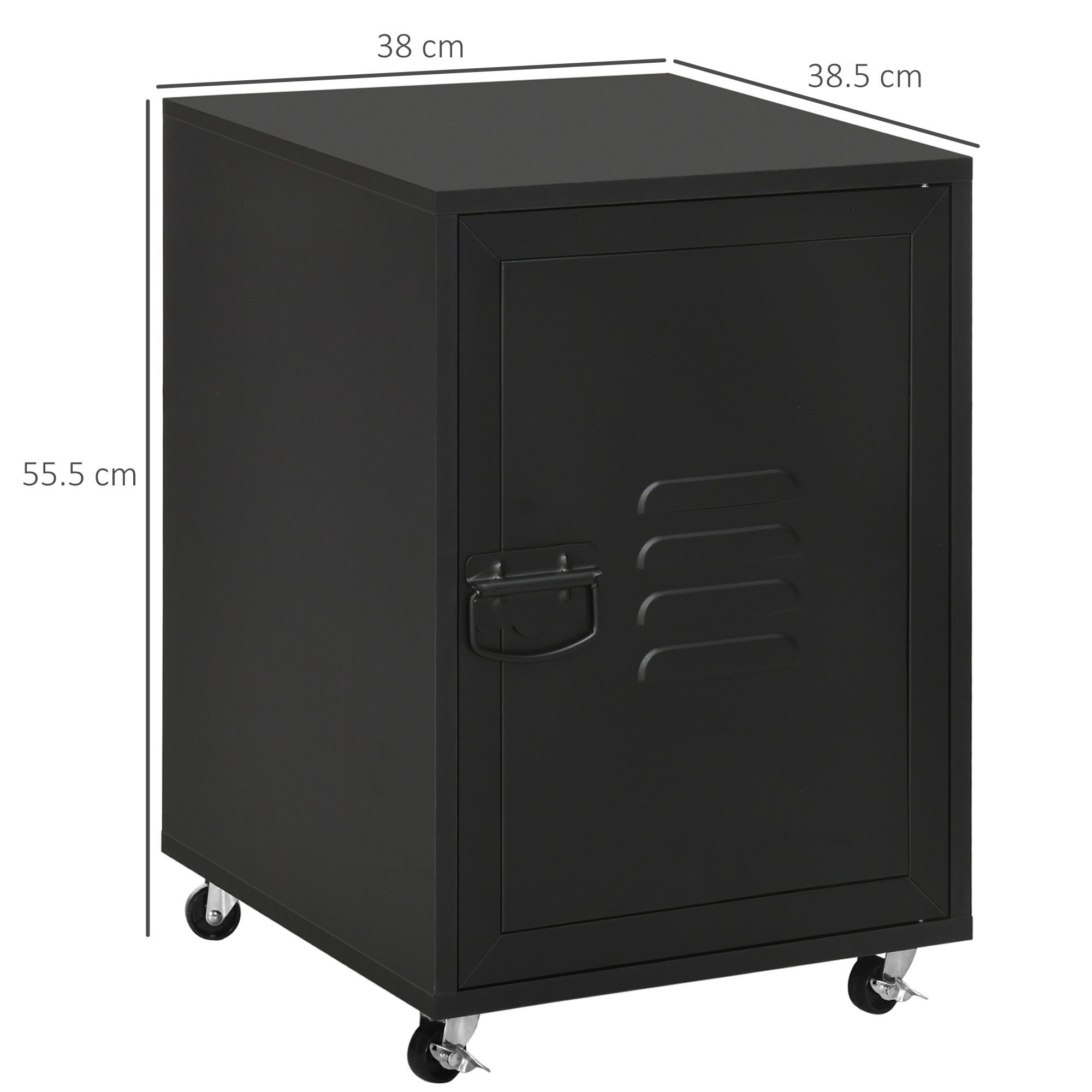 HOMCOM Rolling Metal Filing Cabinet, Industrial Mobile Storage Cabinet with Adjustable Shelf and Wheels for Home Office Living Room, Black 3