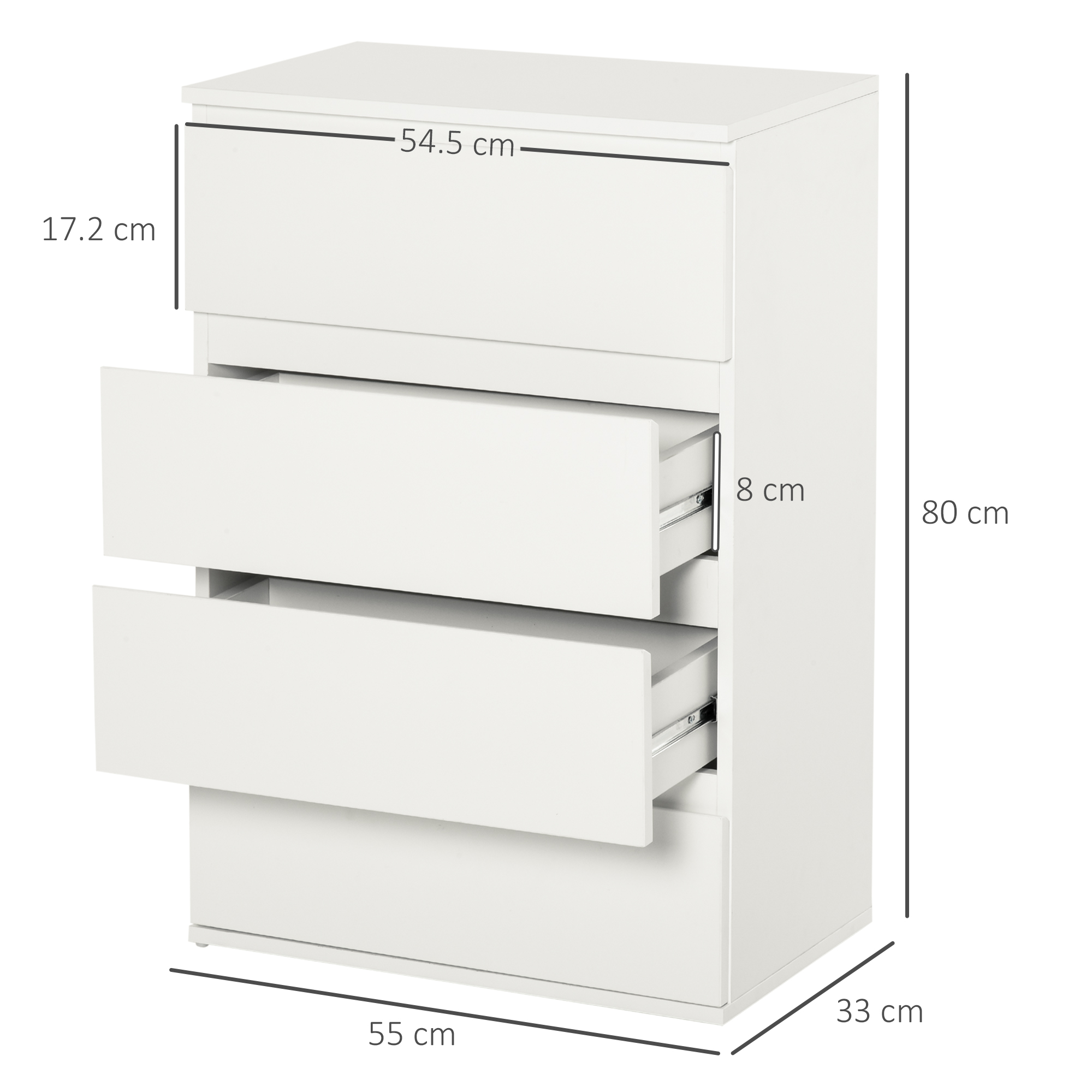 HOMCOM Chest of Drawers, 4-Drawer Storage Cabinets, Modern Dresser, Storage Drawer Unit for Bedroom 3