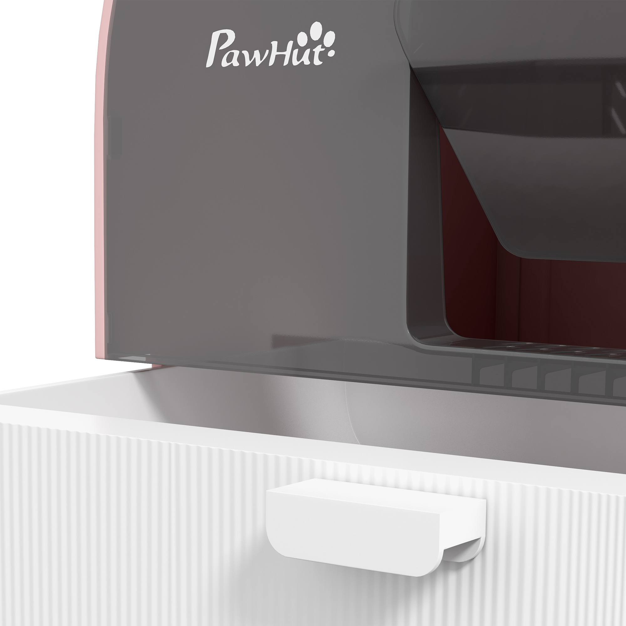 PawHut Hooded Cat Litter Box, Kitten Litter Tray, with Lid, Scoop, Filter, Flap Door, Pink 8