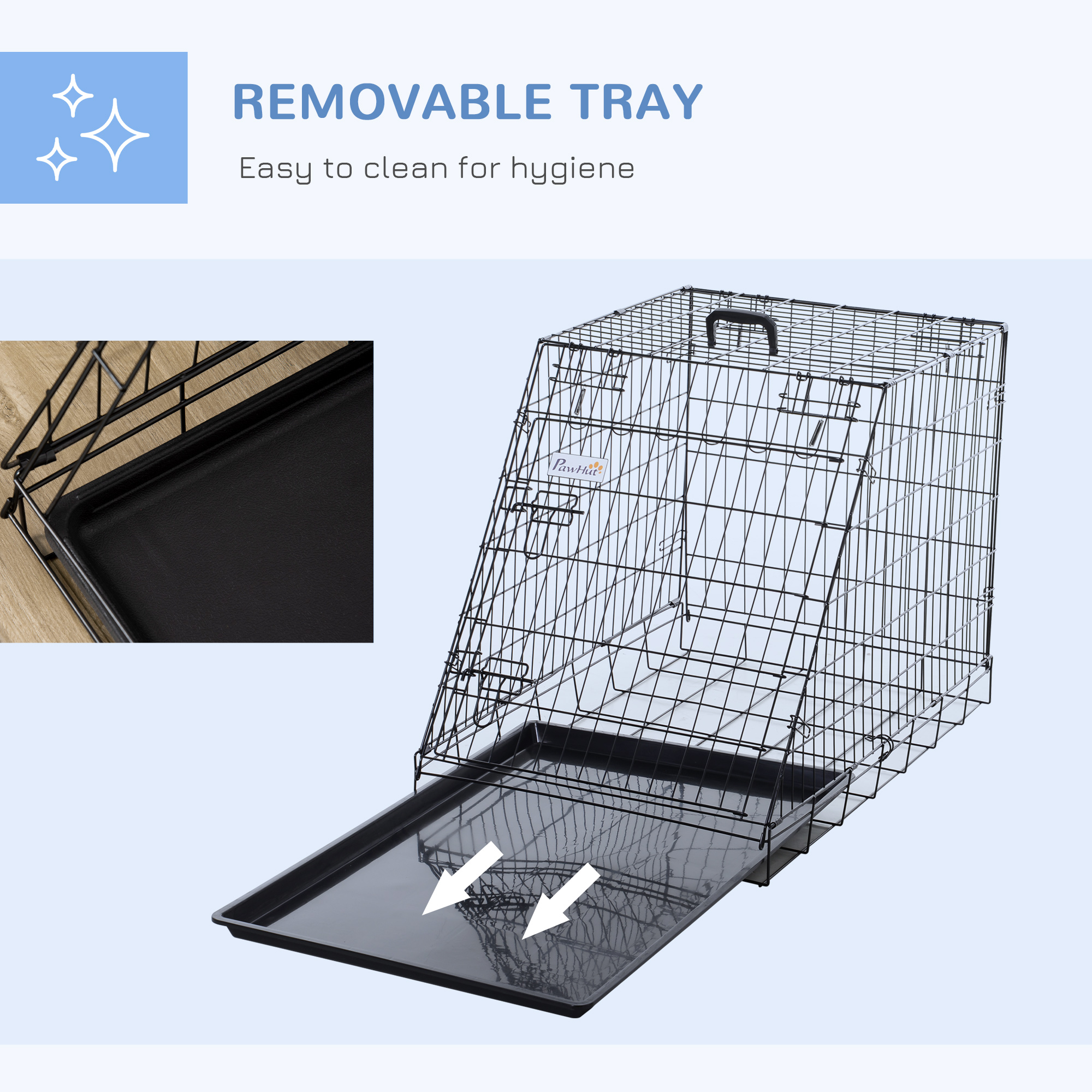 Pawhut Trapeze Collapsible Dog Pet Travel Box Cage Removable Tray 77 x 47 x 55cm 7