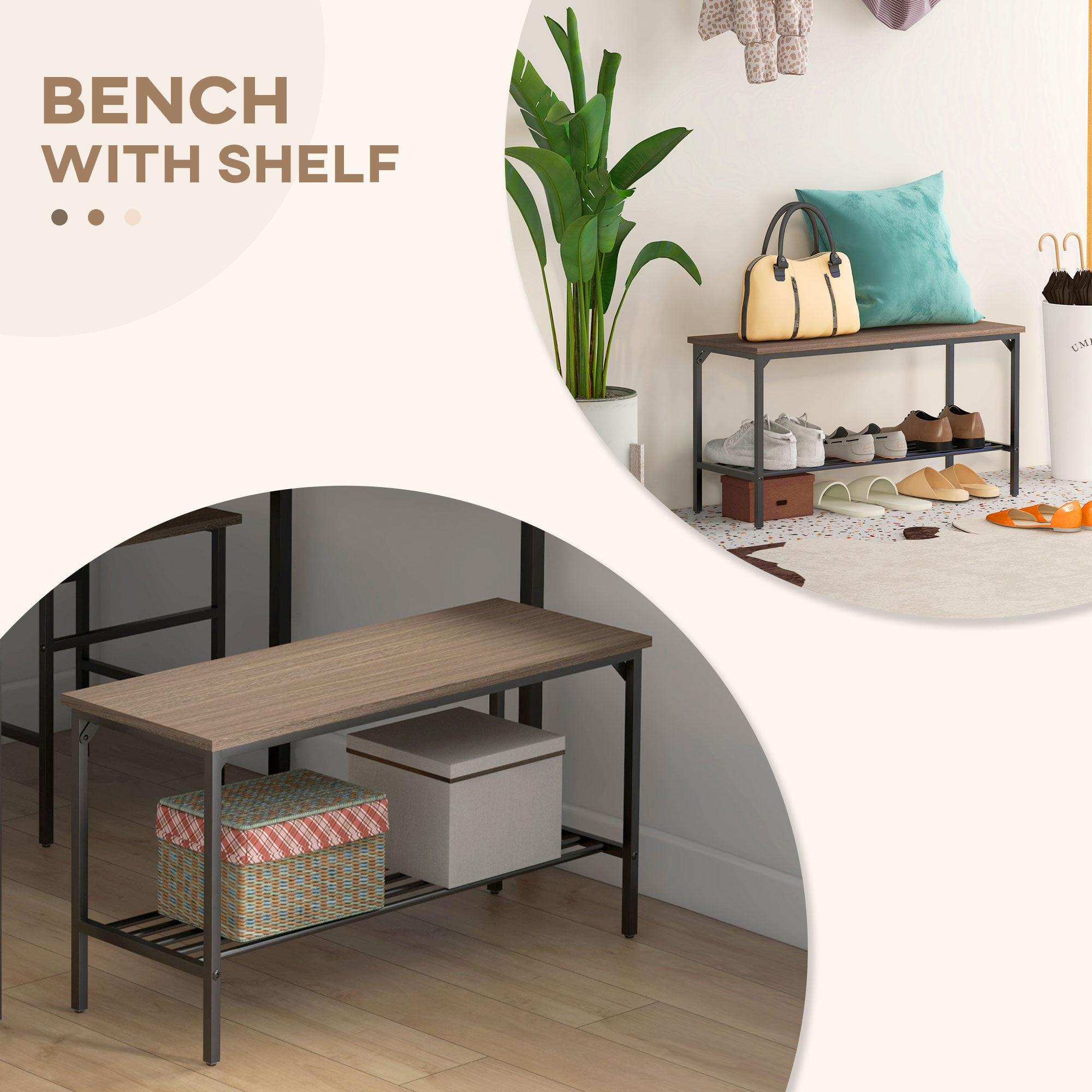 HOMCOM Four-Piece Dining Set, With Table, Chairs and Bench 6