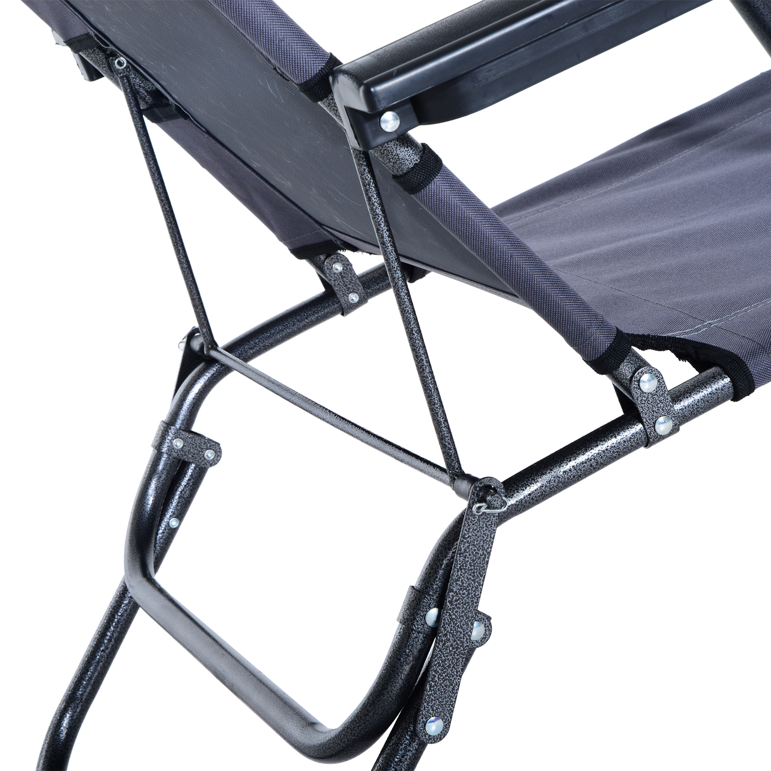 Outsunny 2 in 1 Folding Sun Lounger Reclining Garden Chair with 2-Level Adjustable Backrest, Outdoor Zero Gravity Recliner Garden Chair with Head Pillow and Armrests, Grey 9