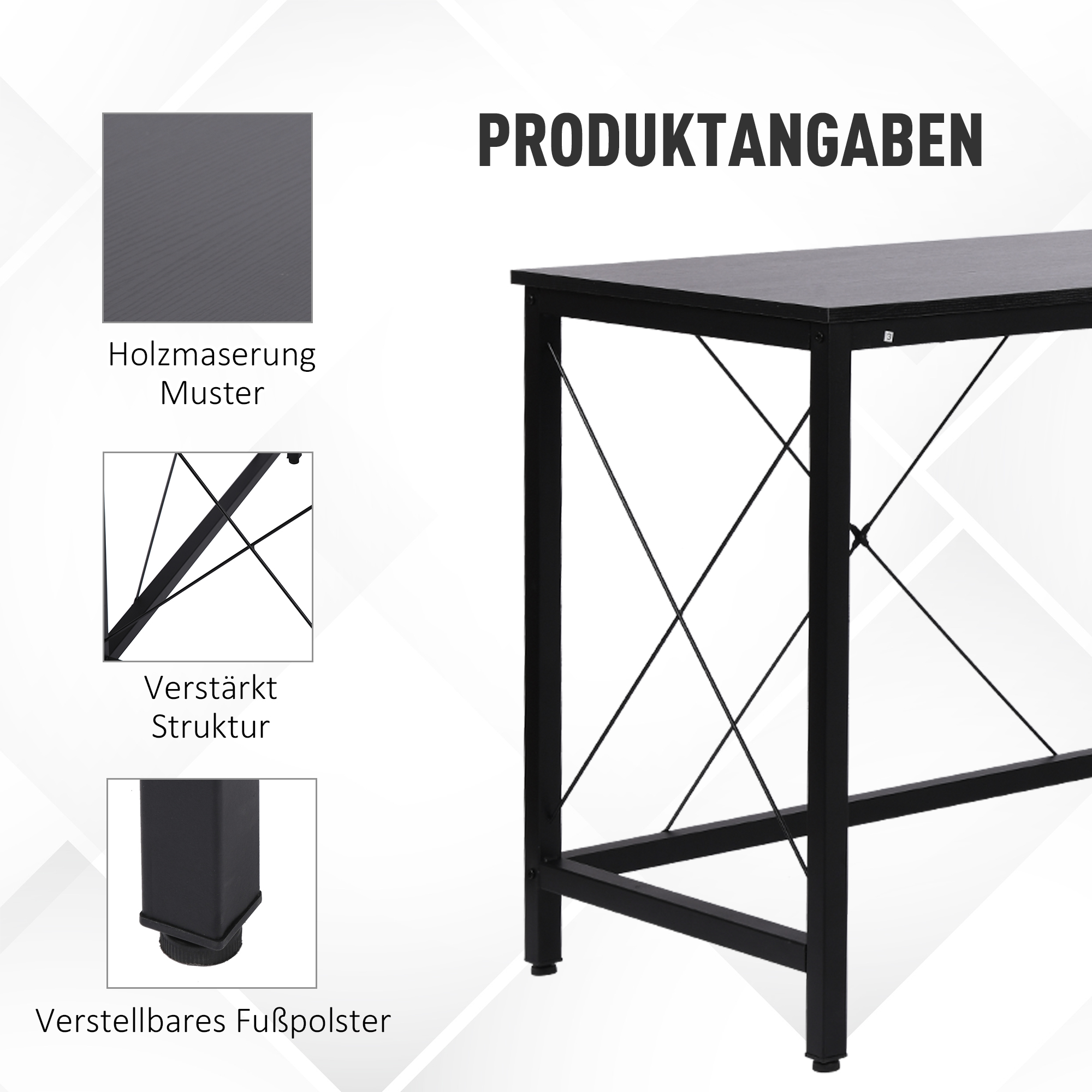 Arvutilaud, L-kujuline nurgalaud, nurga all olev laud, MDF, must, 150 x 150 x 76 cm