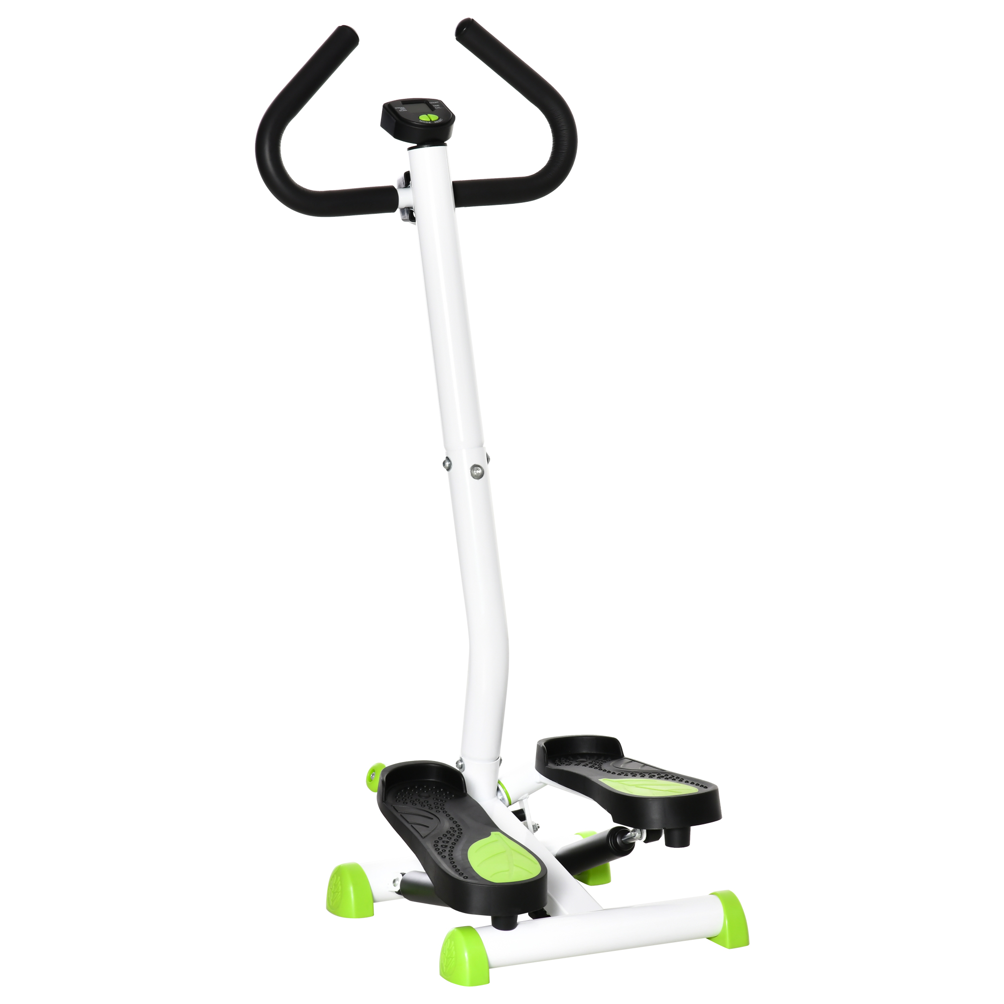 HOMCOM Stepper Fitness Swing Stepper mit LCD Bildschirm & Handgriff, Hometrainer für Zuhause bis 100 kg, Stahl ABS, grün, 55 x 44 x 108 cm Aosom.de
