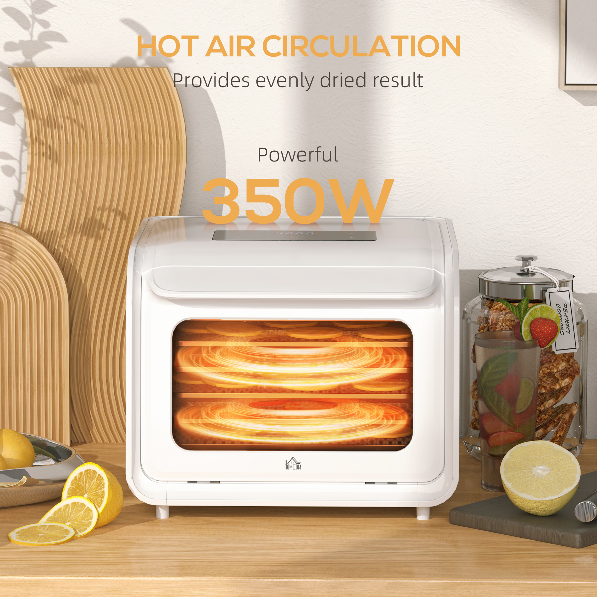 HOMCOM 35-70°C Six-Tray Food Dehydrator White 4