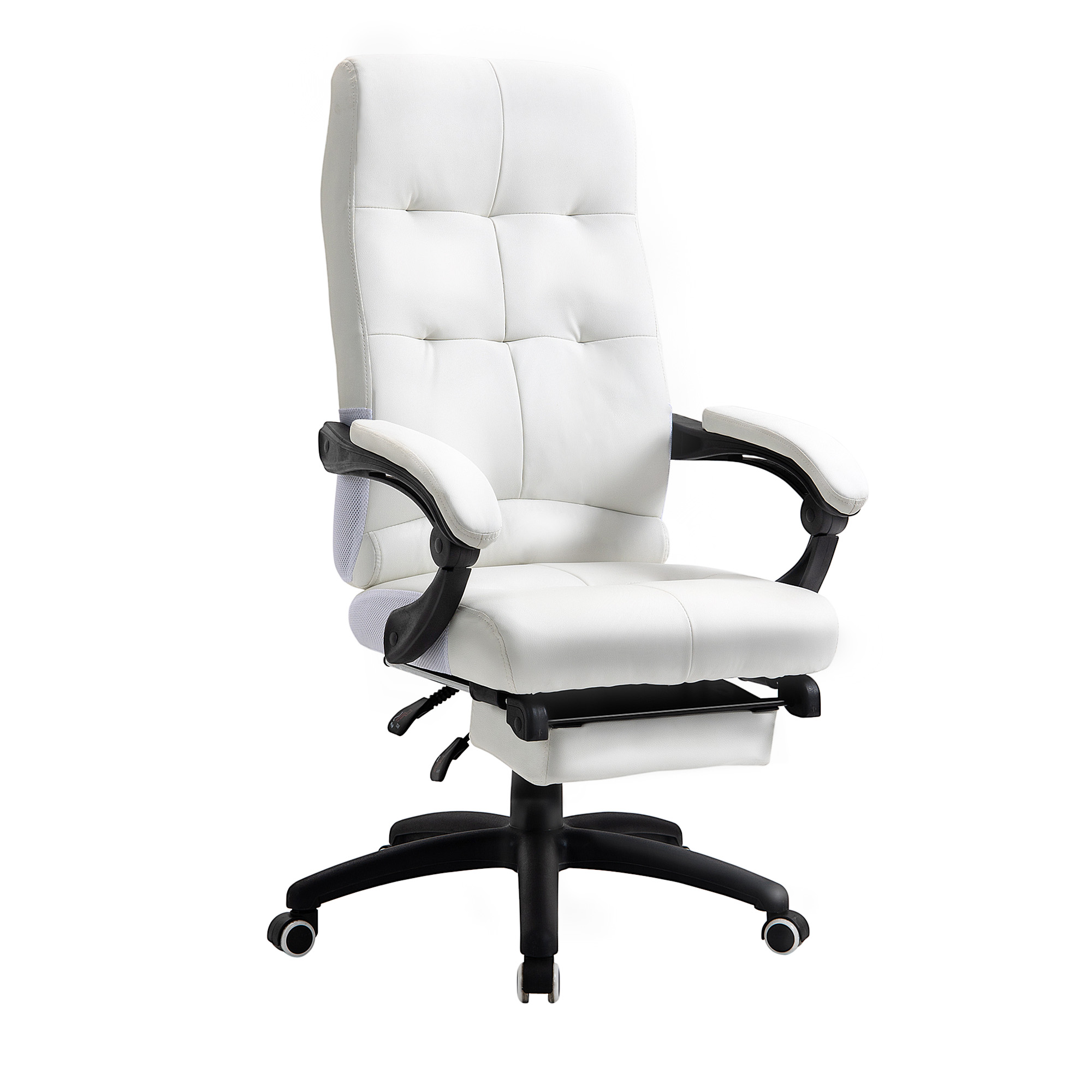 Vinsetto Silla de Oficina Ergonómica Silla Escritorio Giratoria con Altura Ajustable Función de Inclinación Reposabrazos y Reposapiés | Aosom España