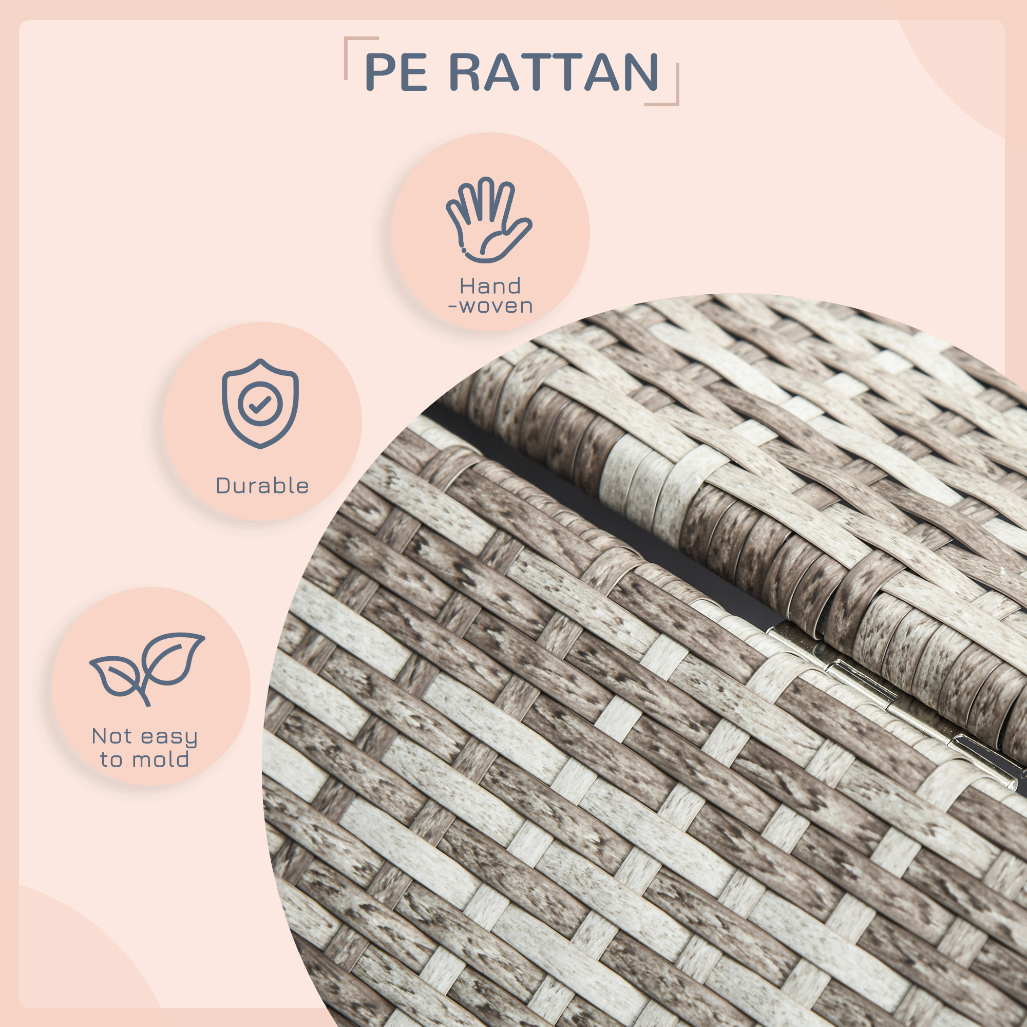 PawHut Wicker Dog House, Rattan Pet Bed, with Removable Cushion, Canopy, for Small and Medium Dogs Dark Grey 5