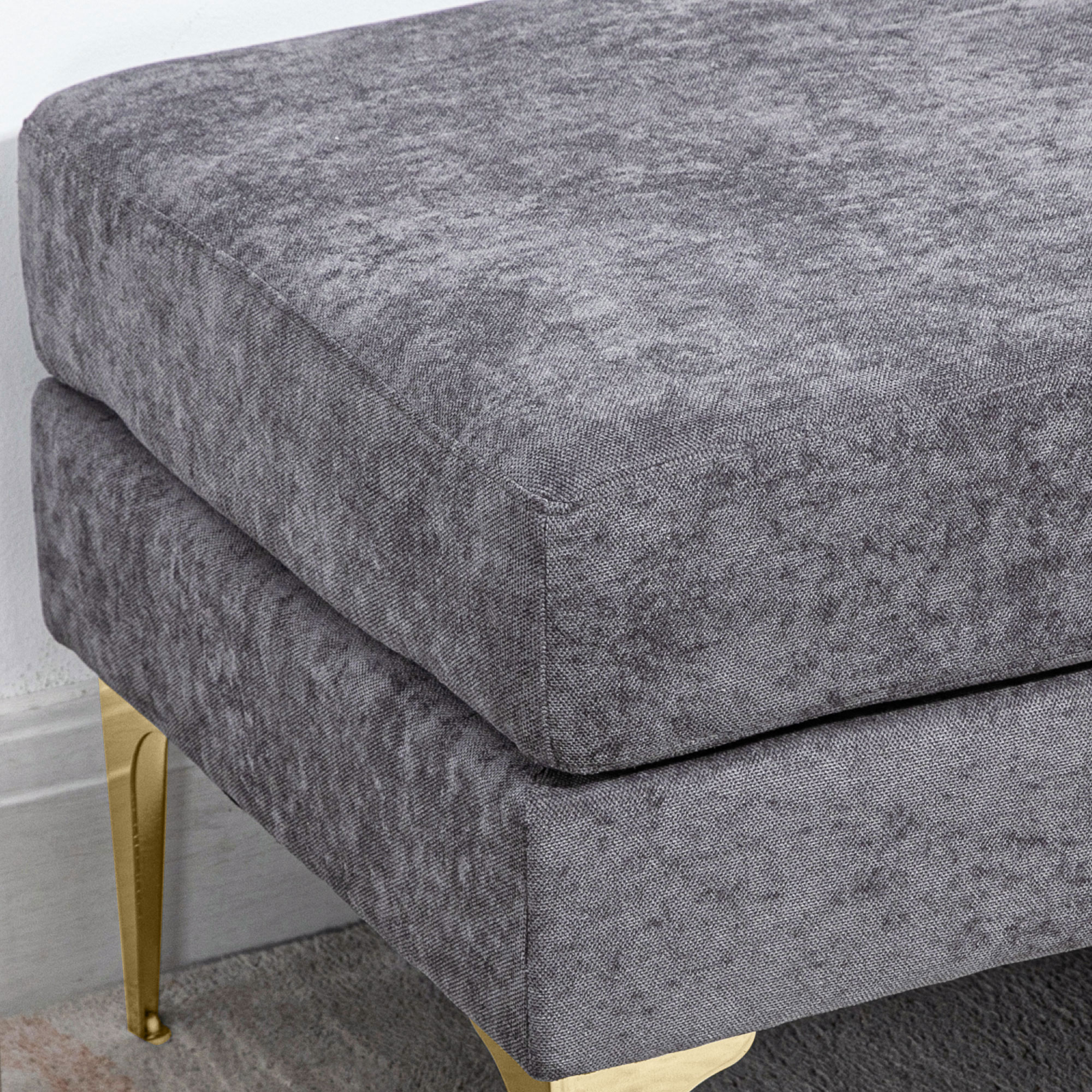 Panca Fondo Letto Homcom In Velluto - Due Strati, Gambe Oro, Dimensioni 121x50.5x46.5 Cm, Grigio Scuro