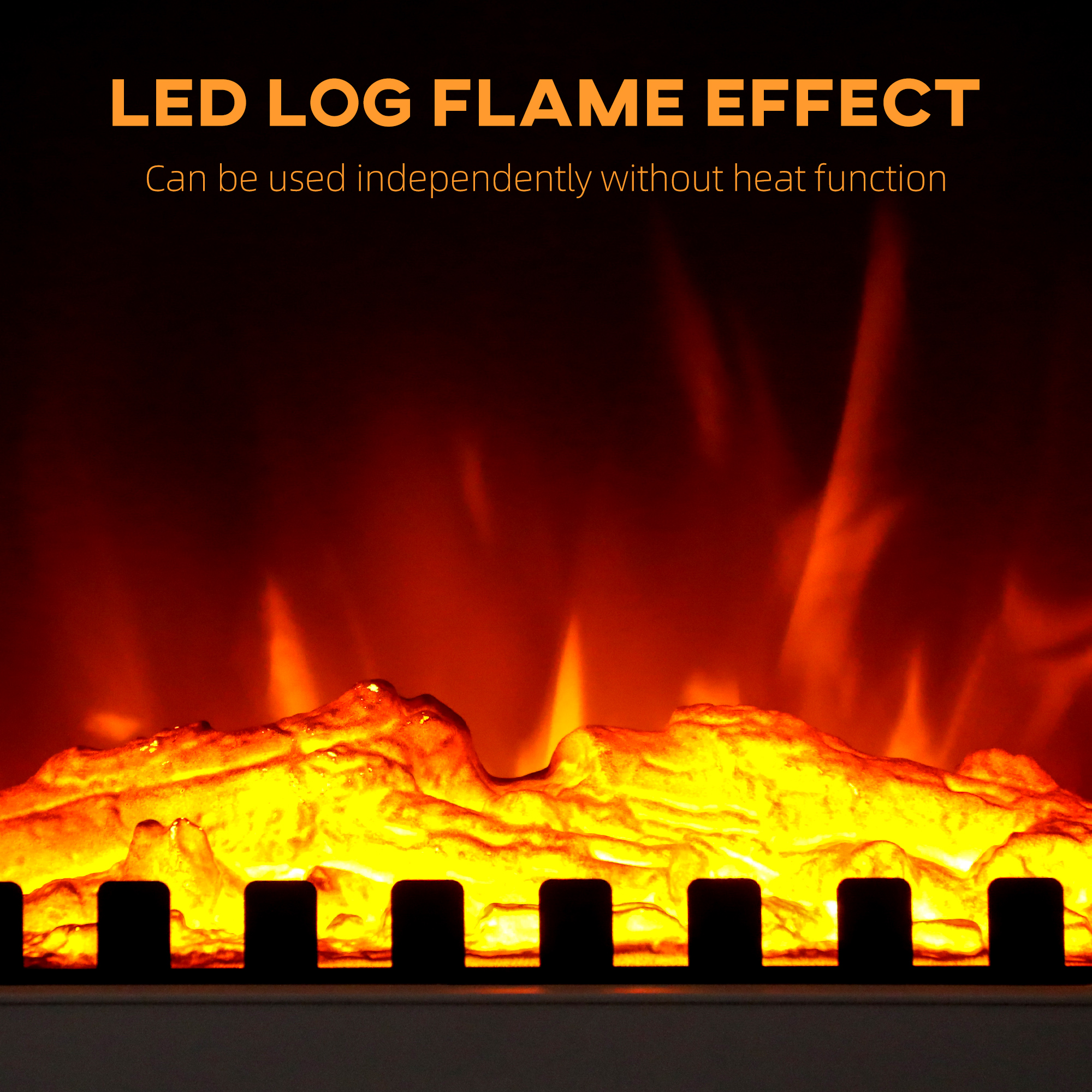 HOMCOM Freestanding Electric Fireplace, Electric Log Burner with LED Flame Effect, Overheating Safety System, 1000W/2000W White 4