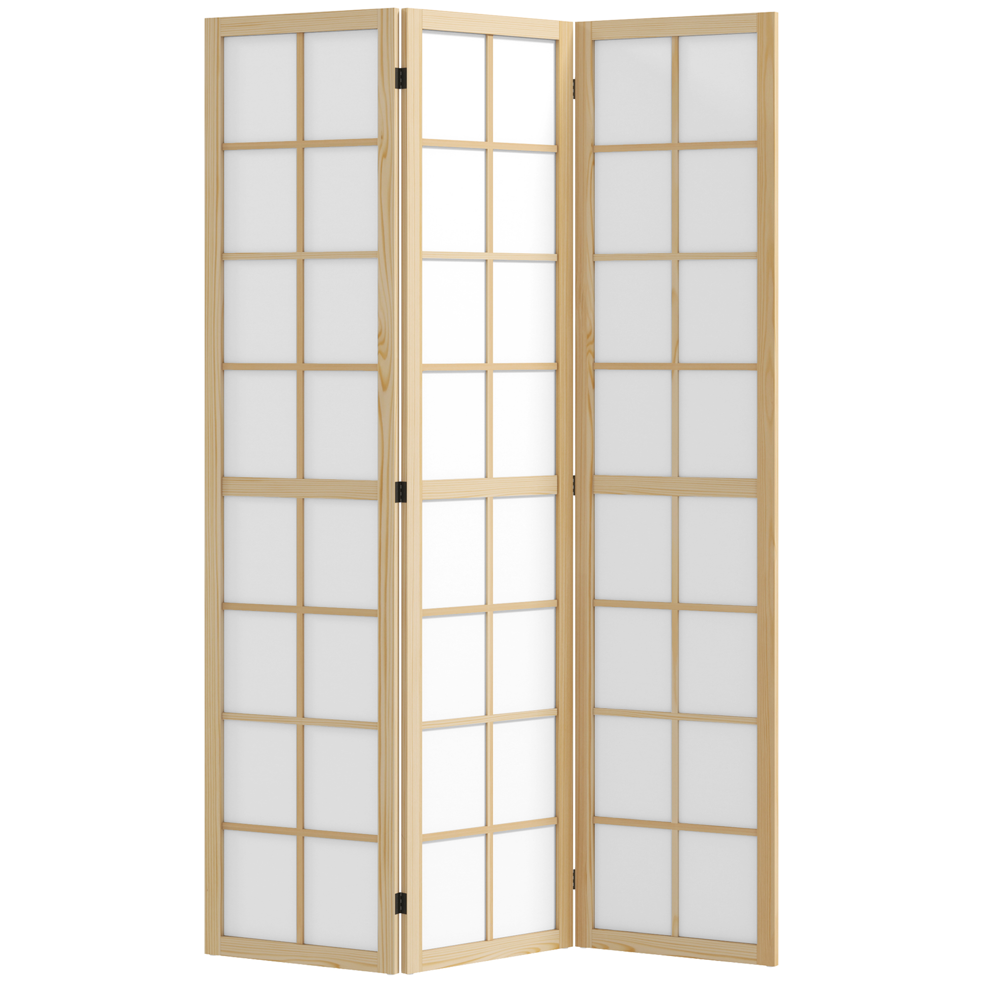 HOMCOM Biombo Plegable de 3 Paneles Separador de Ambientes para Sala de Estar Dormitorio y Oficina 120x170 cm Madera y Blanco