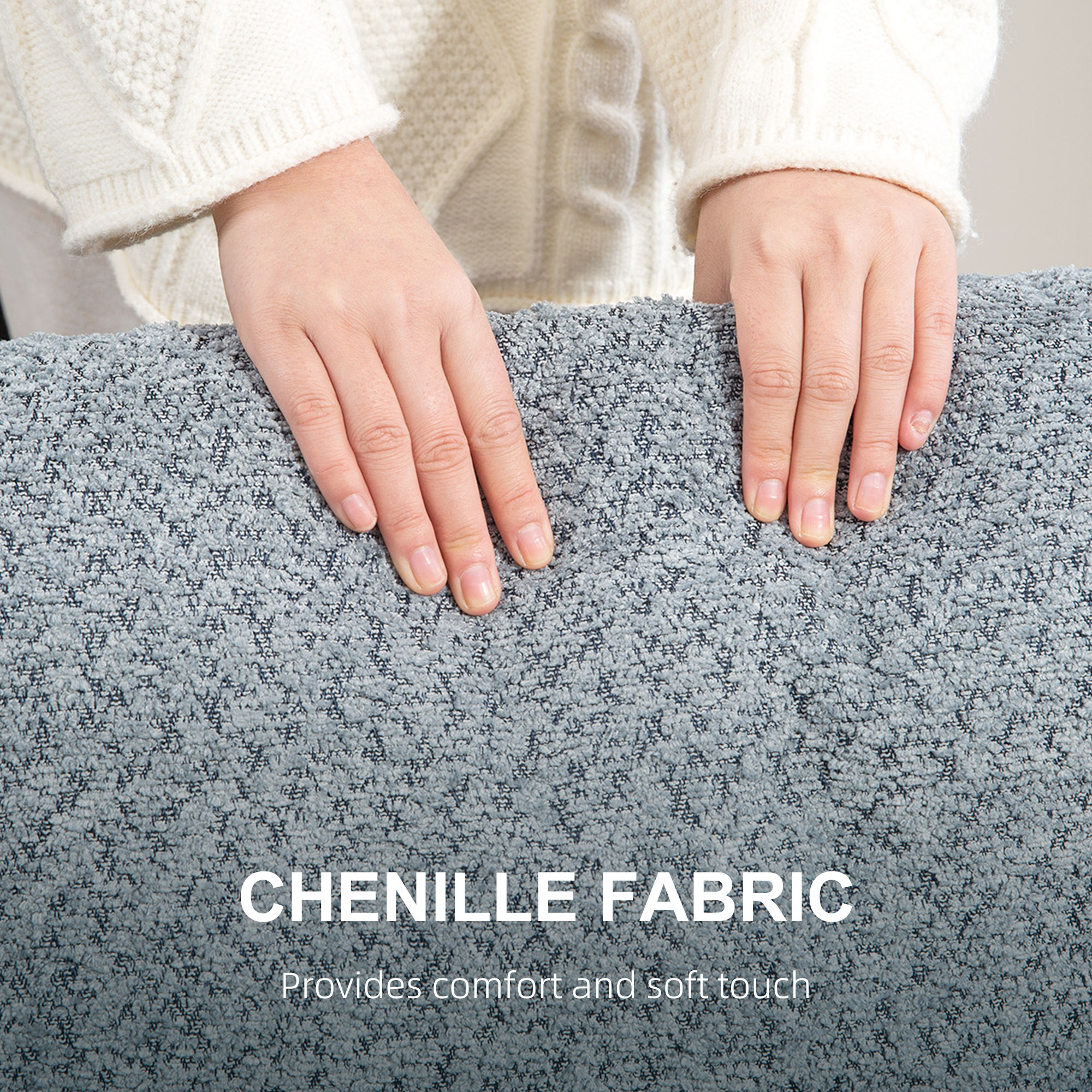 HOMCOM Two-Seater Chenille Sofa Light Grey 5