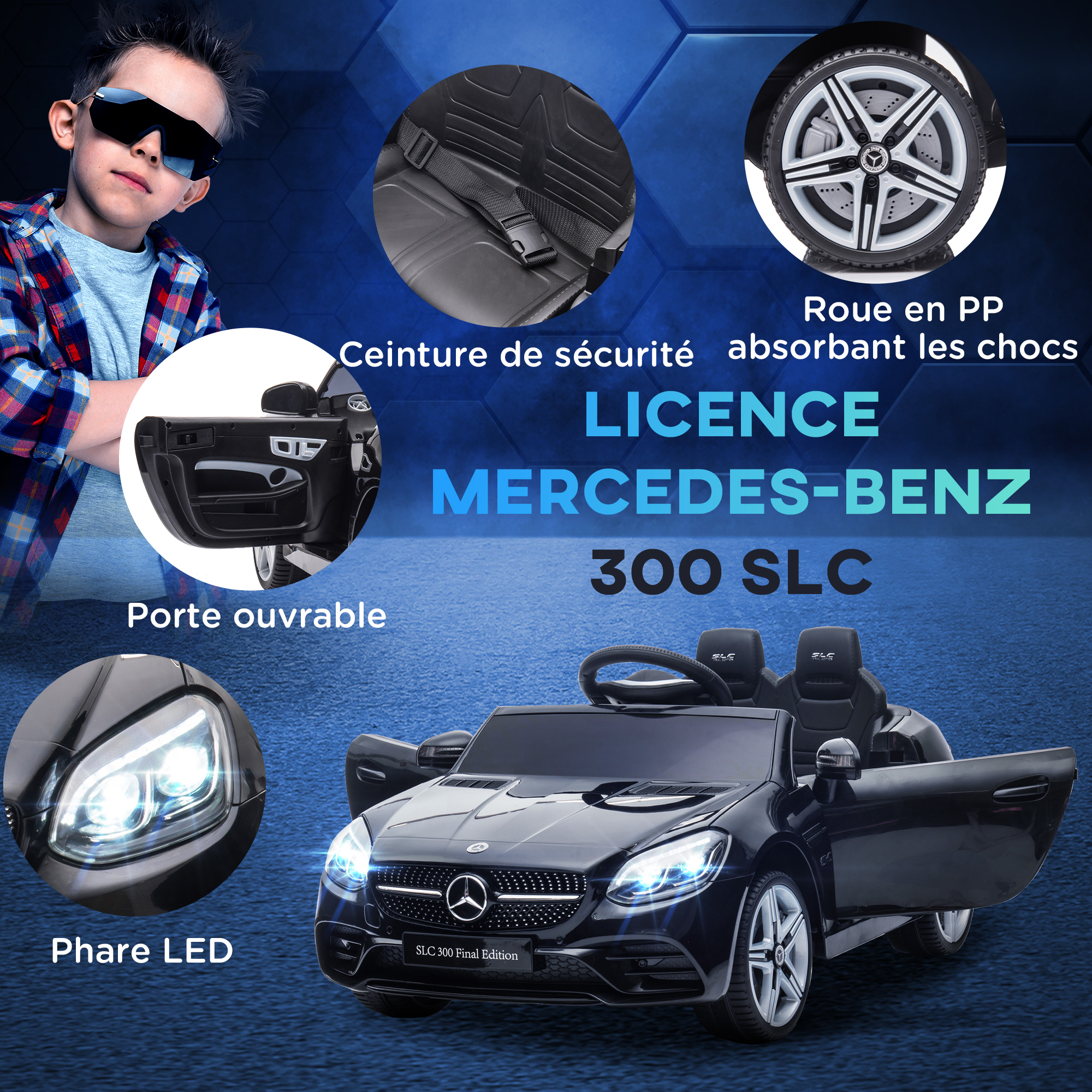 Voiture électrique enfant Mercedes-Benz AMG GT R noire 12V avec télécommande 2,4GHz Voiture électrique enfant Mercedes-Benz AMG GT R noire 12V avec télécommande 2,4GHz