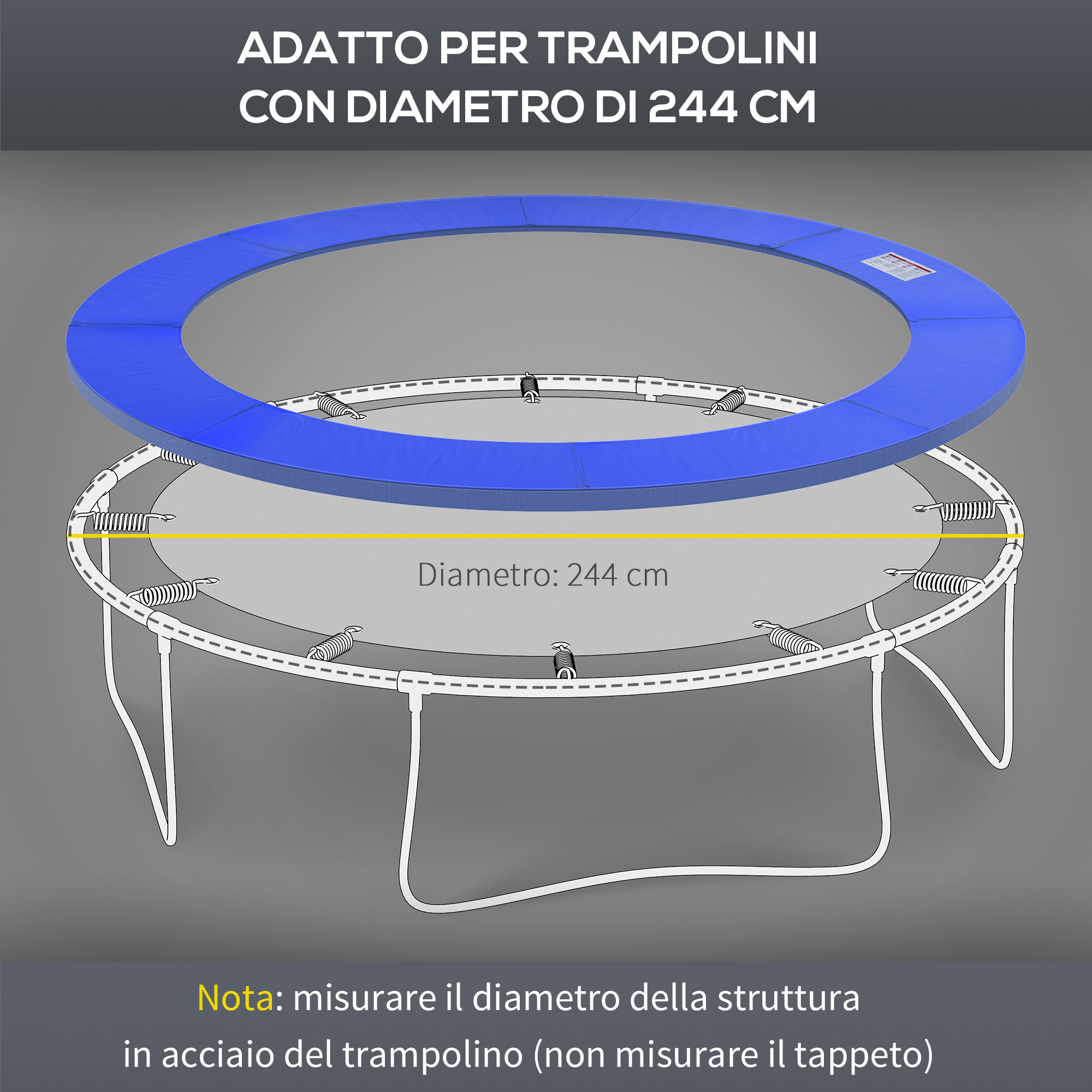 Herrselsam Copertura del bordo del trampolino resistente agli strappi, copertura delle molle resistente ai raggi UV, protezione del bordo, tappetino di sicurezza, accessorio per trampolini da fitness