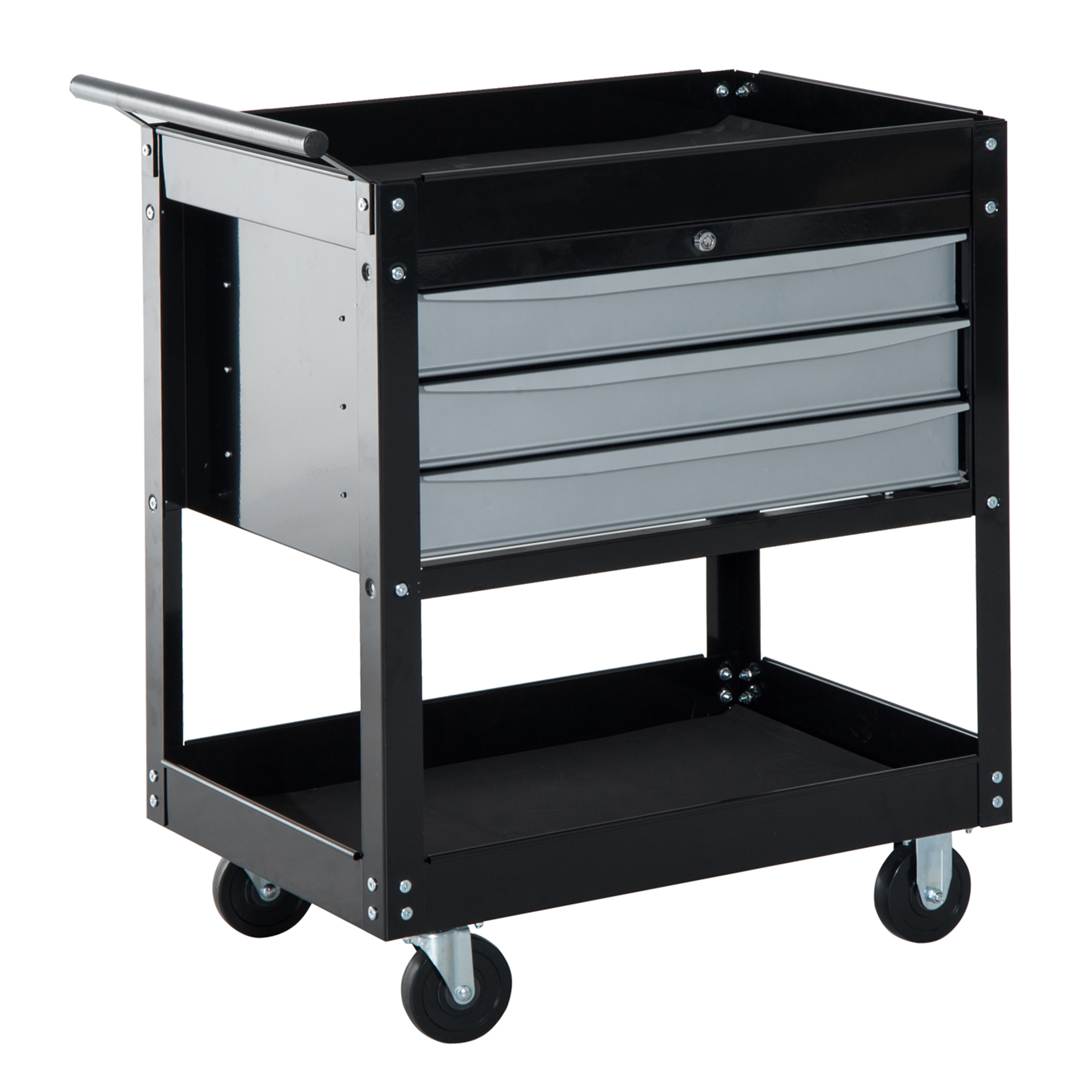 Image of HomCom Carrello da Officina Professionale Cassettiera Portautensili in Lamiera, Nero, 68x46x88cm Aosom006