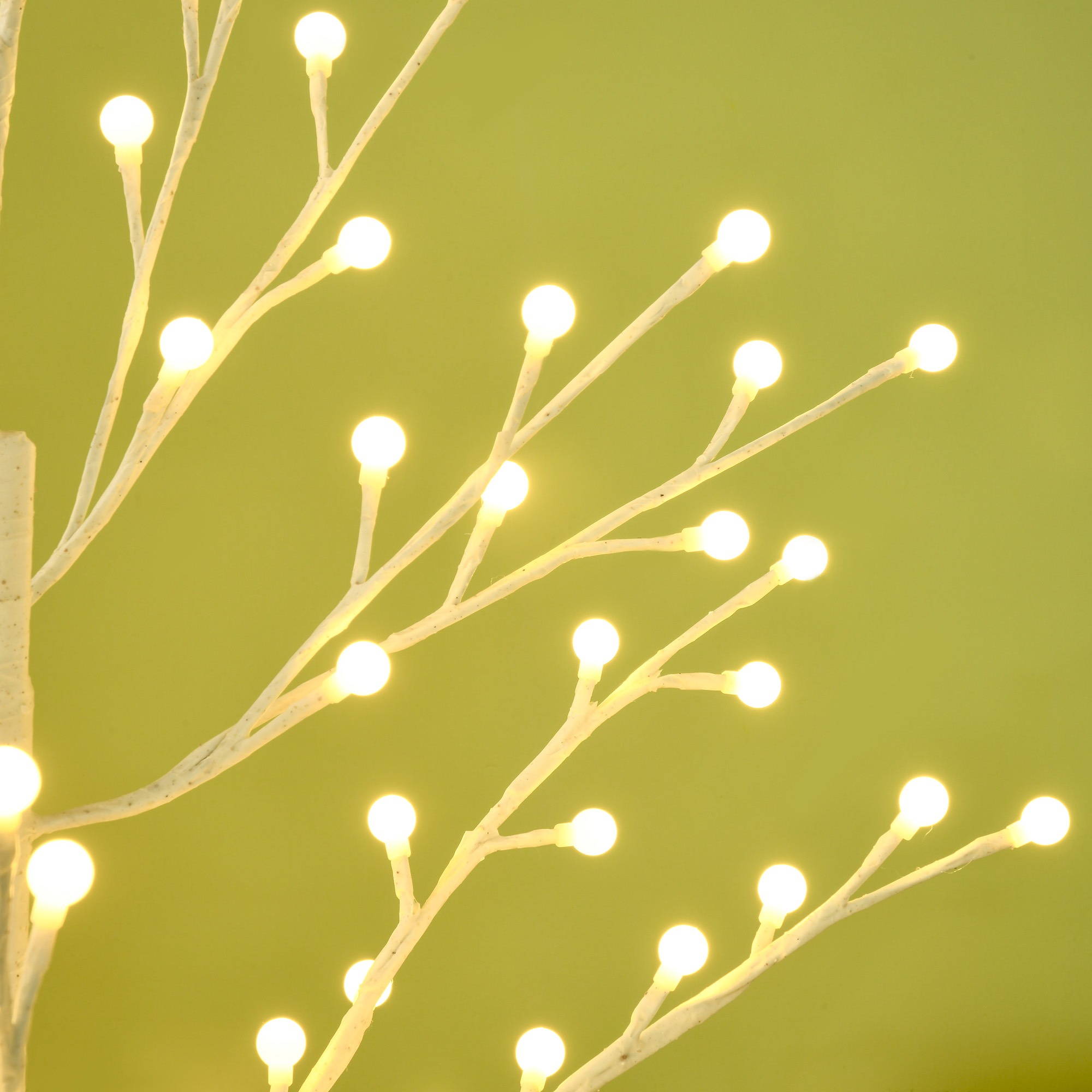 Kunstlik kasepuu 120 LED-tulega, 3 heledusastet, kokkupandavad oksad, IP44, 150 cm, valge