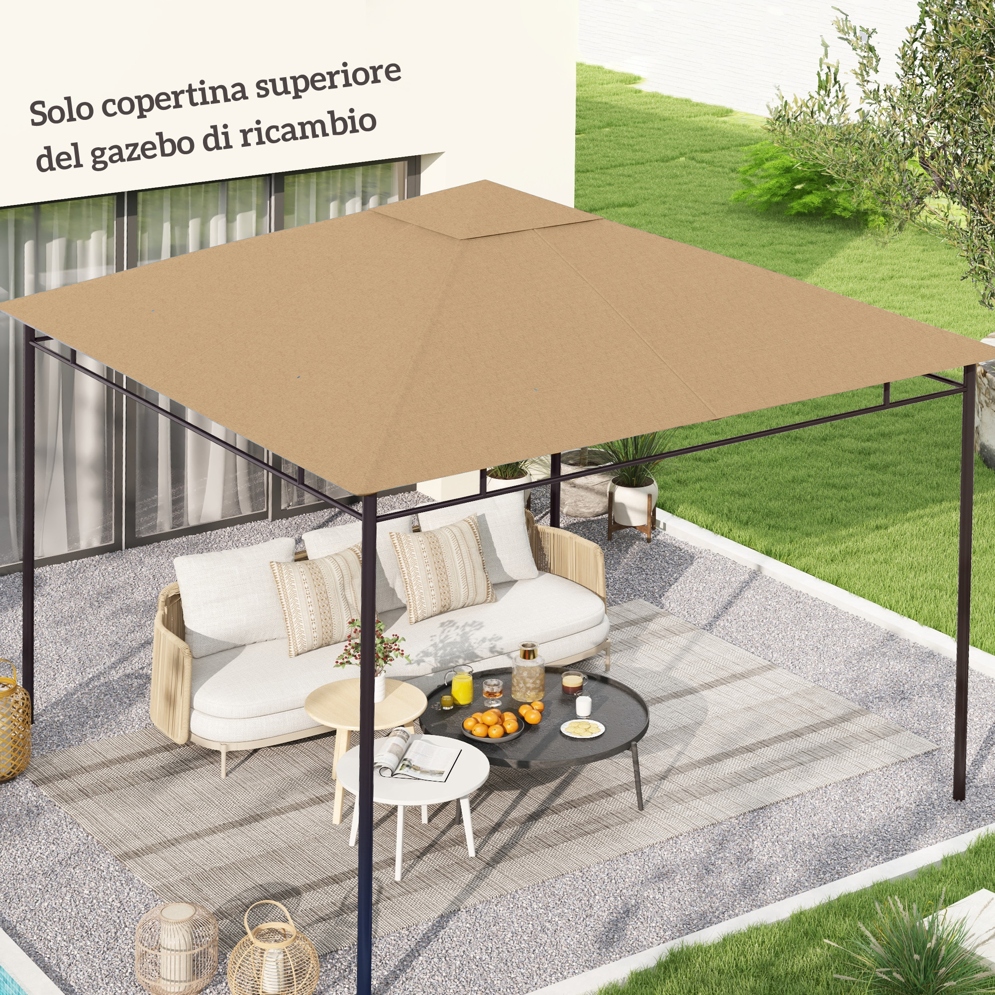 Tetto Di Ricambio Per Gazebo 3x3m Beige - Impermeabile, Con Ventilazione, Per Quick-Star - Foto 10