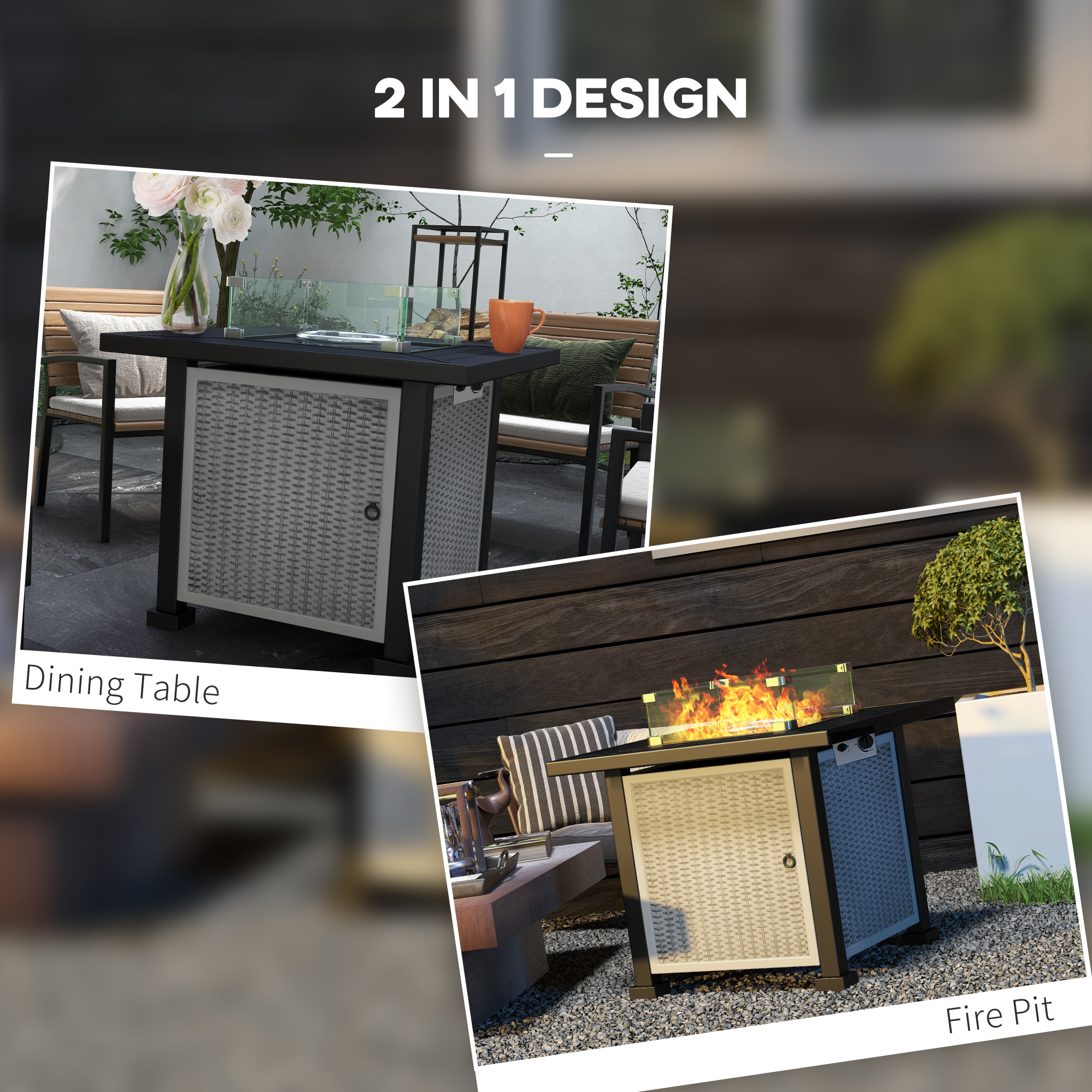 Outsunny 81 x 81cm 50,000 BTU Gas Fire Pit Table Grey 4