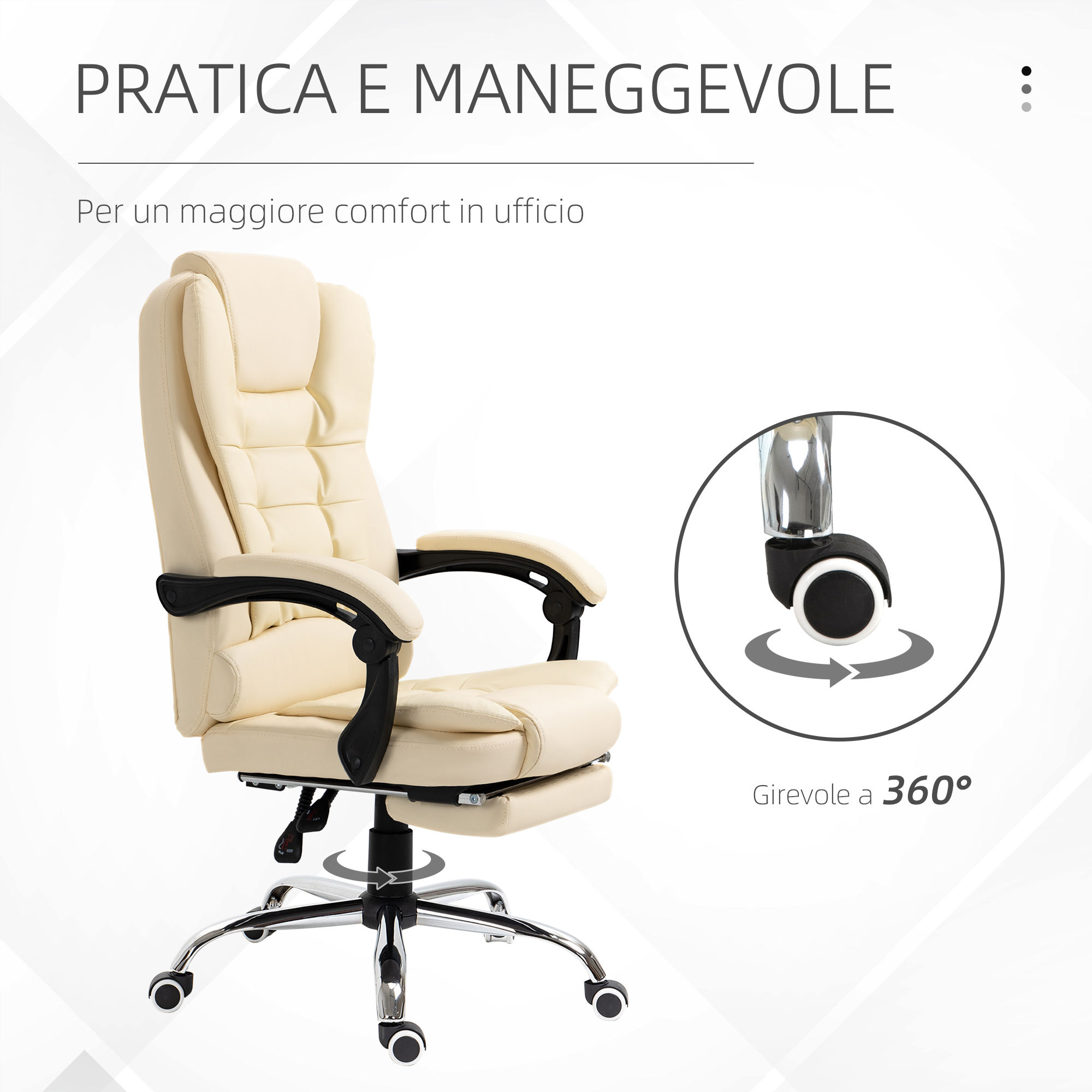 HOMCOM Sedia da ufficio ergonomica sedia girevole altezza regolabile