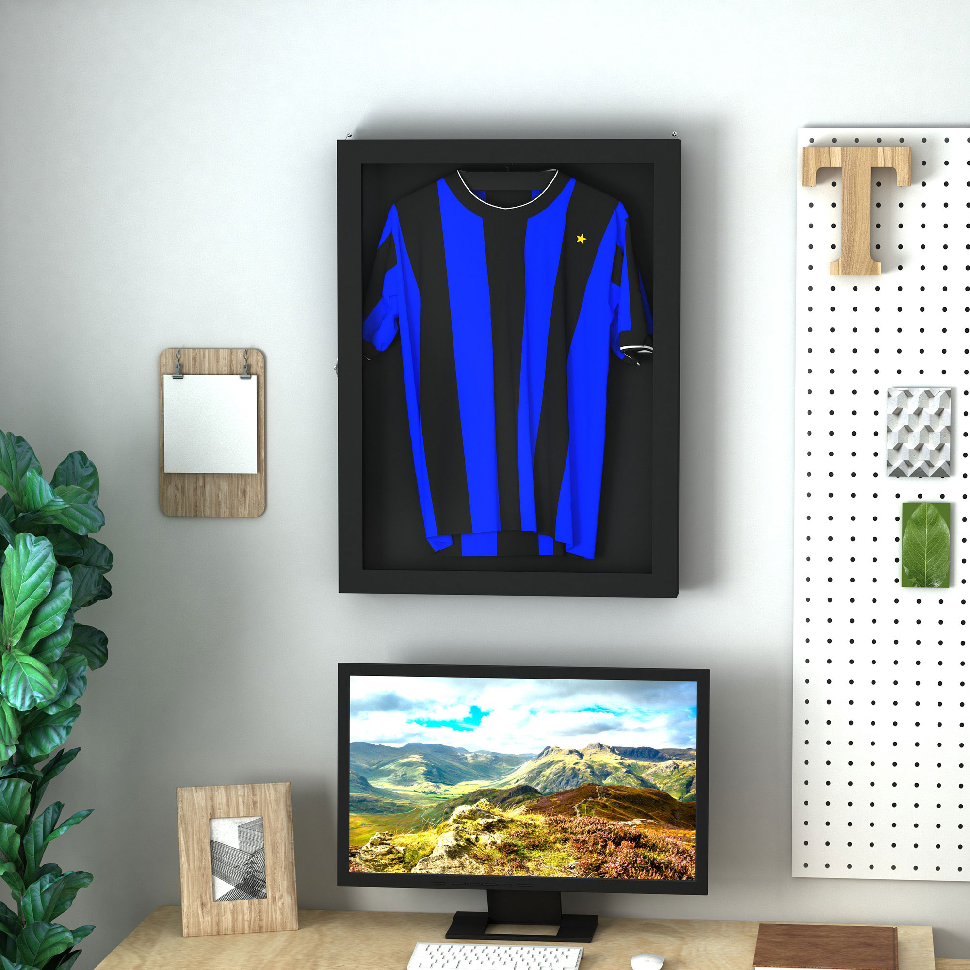 Frame box t-frame cadre pour maillot porte acrylique doublure interne feutre 71 x 6,5 x 89 cm noir Frame box t-frame cadre pour maillot porte acrylique doublure interne feutre 71 x 6,5 x 89 cm noir