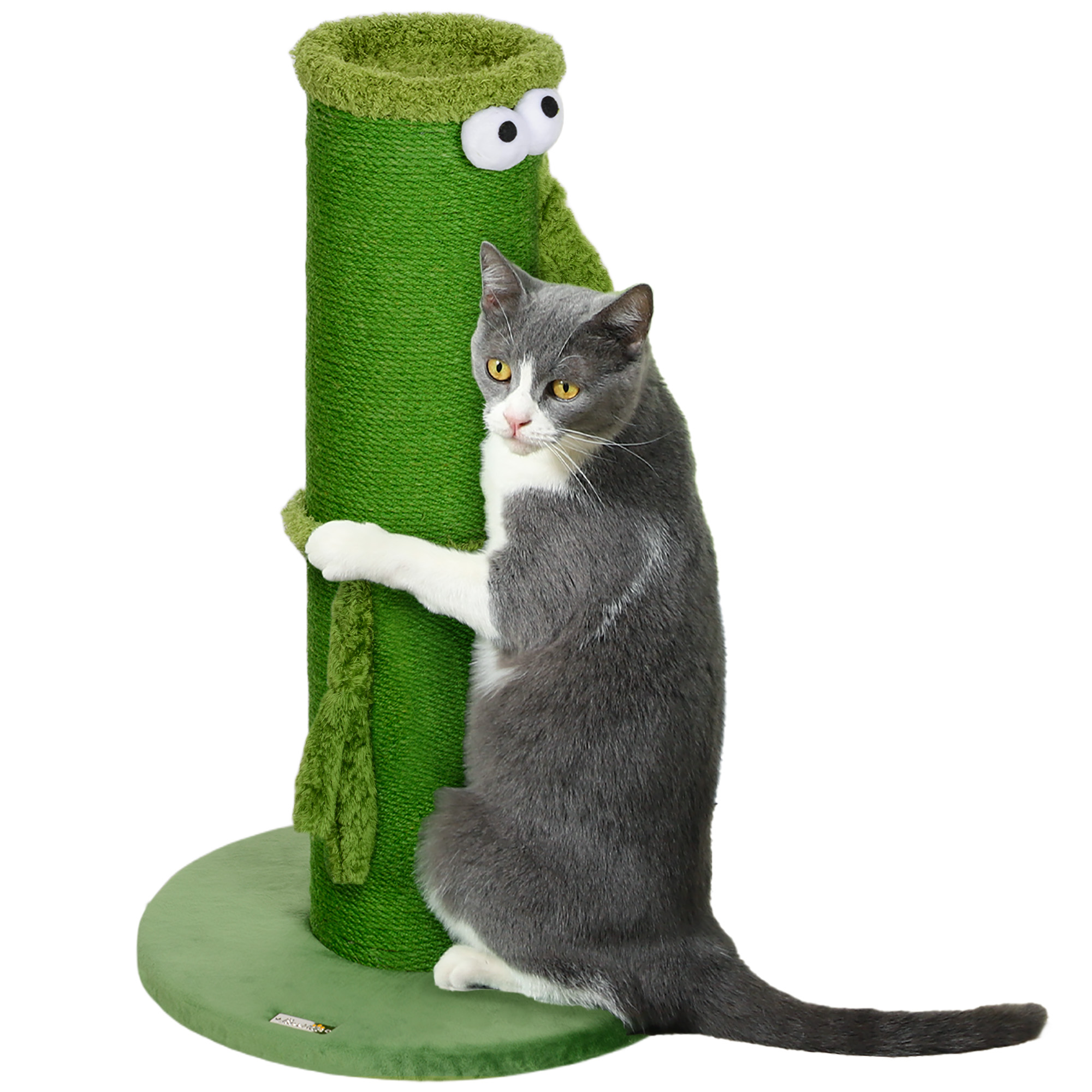 PawHut 47cm Small Cat Tree w/ Scratching Post, Bed, Cat Tunnel, Toy Ball, Grey