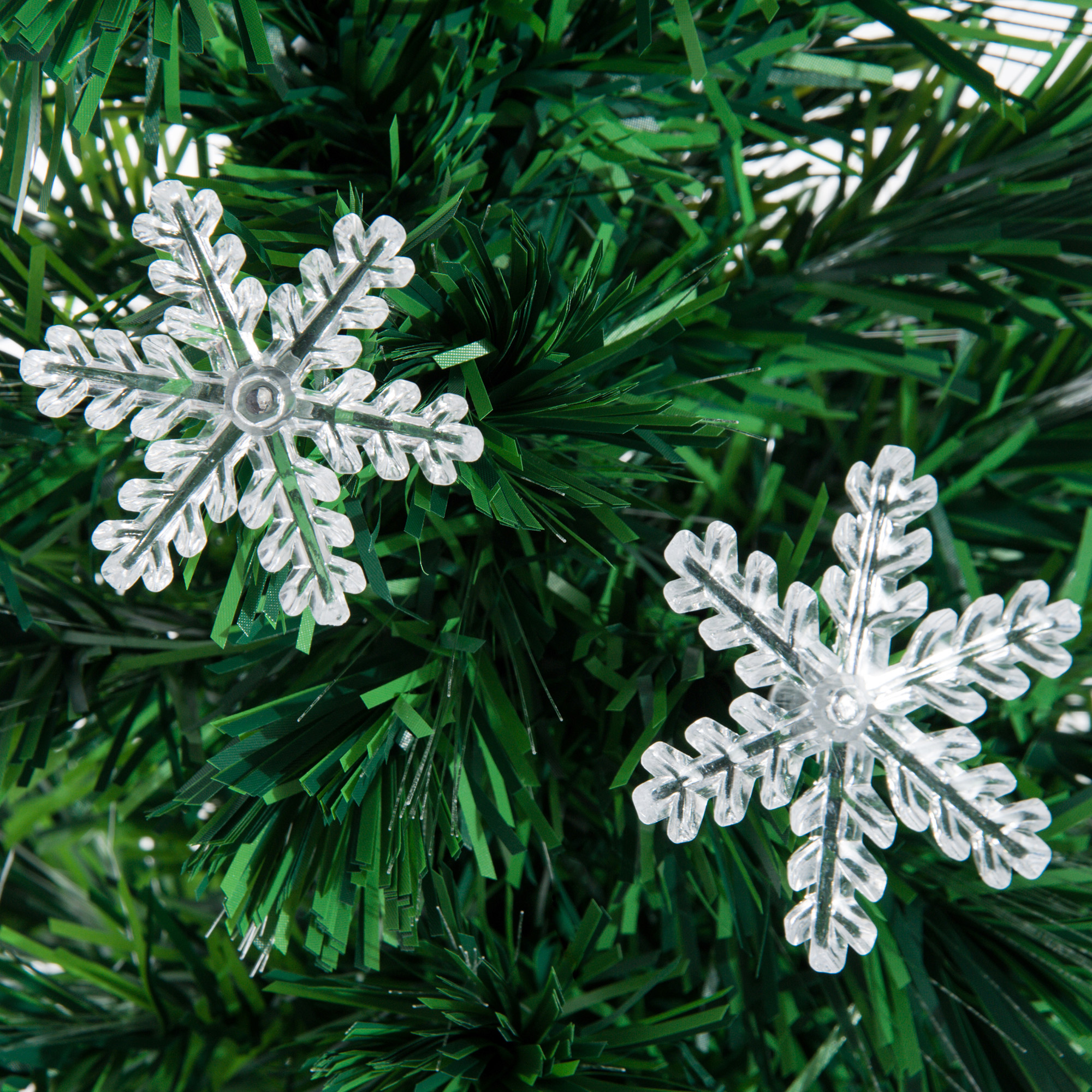HOMCOM 4FT Green Fibre Optic Artificial Christmas Tree Xmas Colourful LED Scattered Tree with Snowflakes Ornaments Fireproofing 8