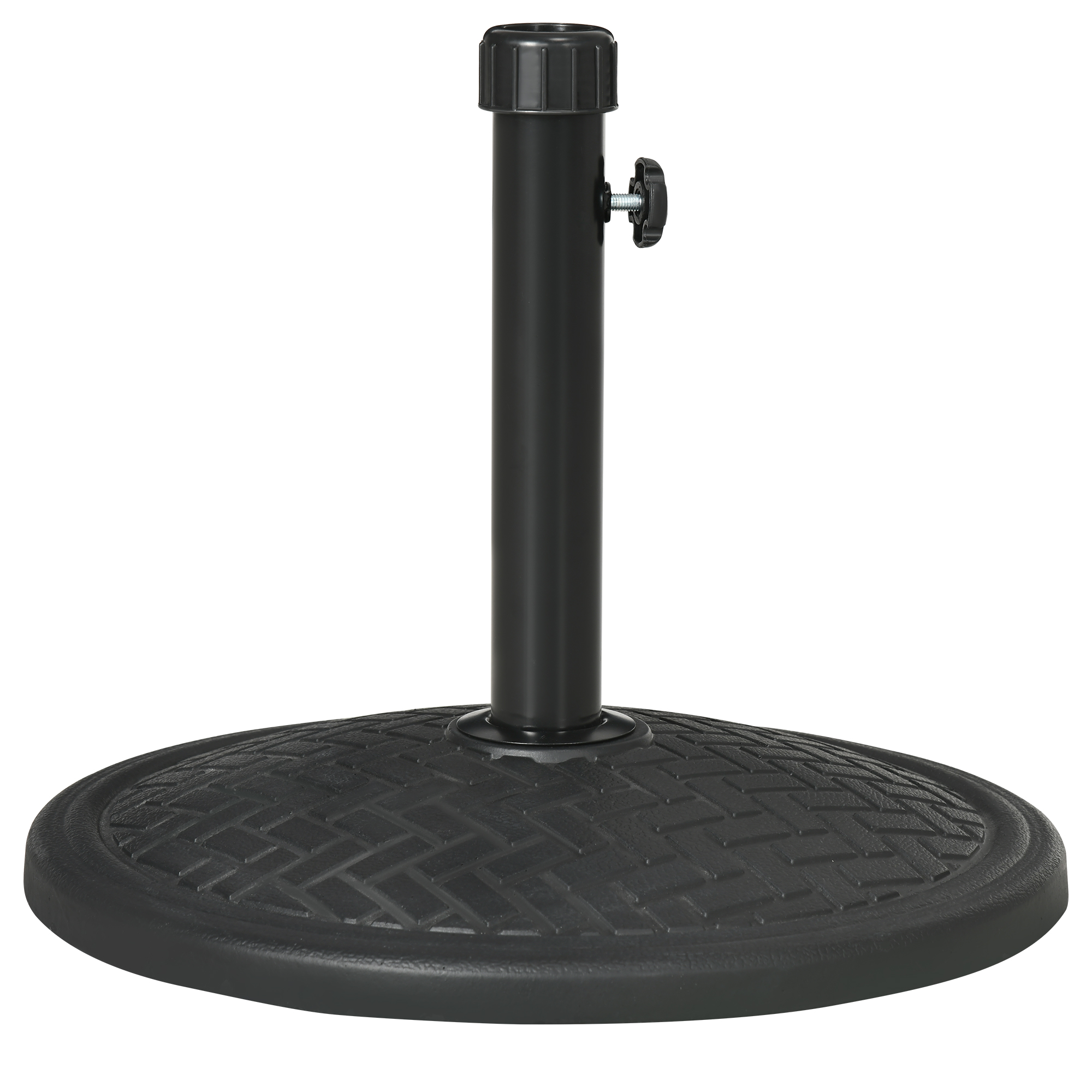 Outsunny Pied De Parasol Rond 15 Kg – Base Lestée HDPE Poignée Intégrée, Compatible Mât 24-38 Mm, Noir
