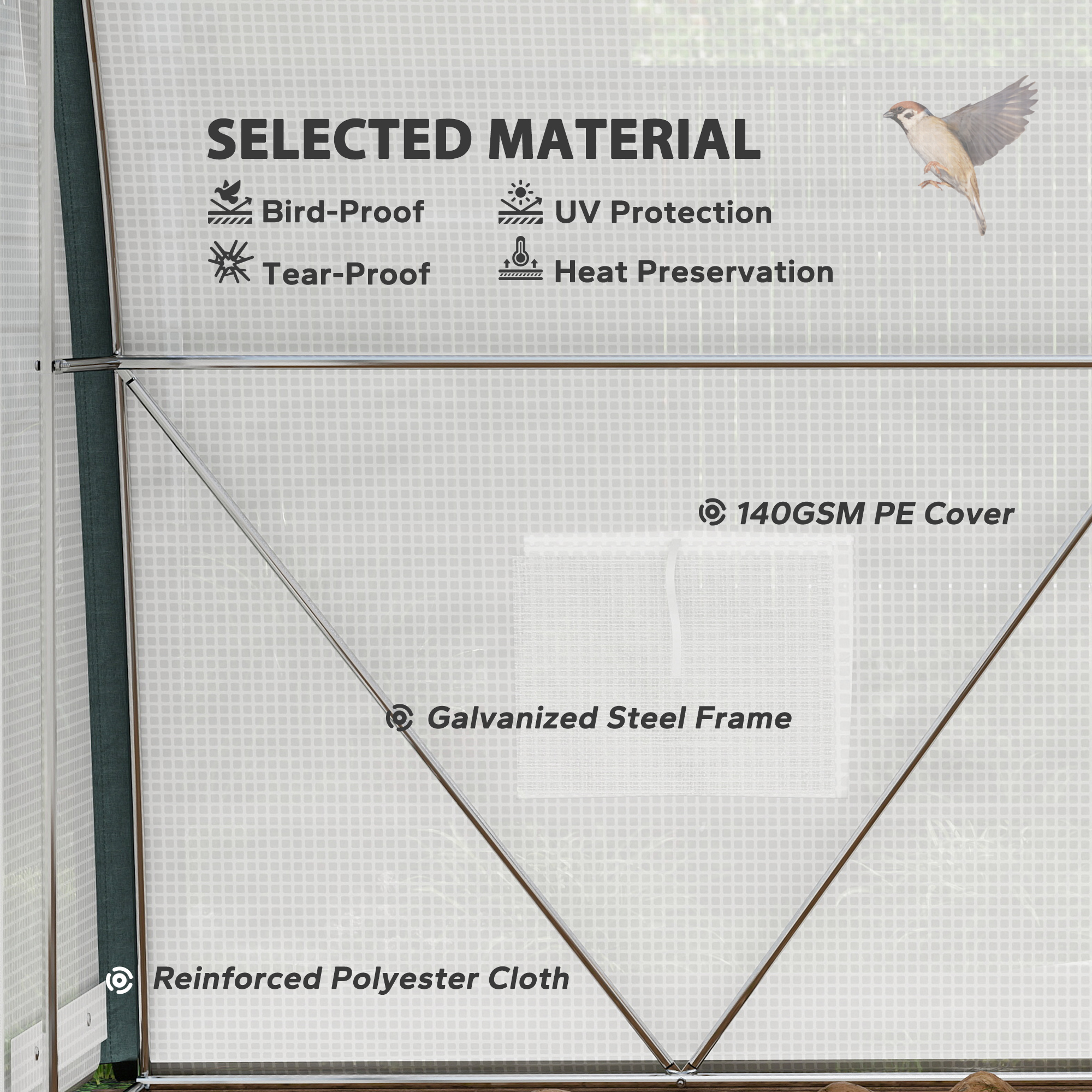 Outsunny 3 x 2(m) Walk-In Tunnel Greenhouse, with Accessories White 6